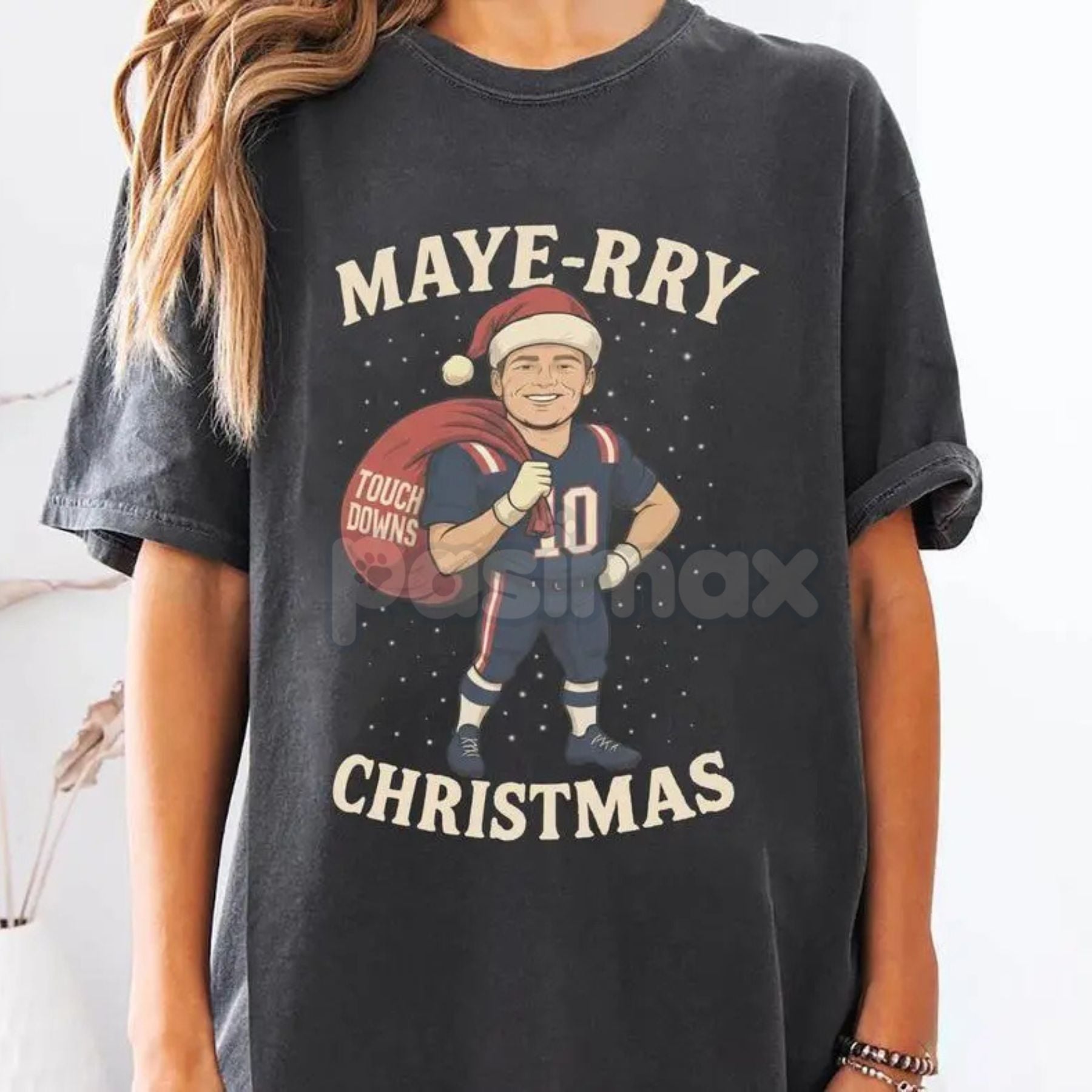 Pasimax Drake Maye New England Christmas T-Shirt - Patriots Unisex XMAS Gift, New England Football Tee, Casual NFL Fan Merch 