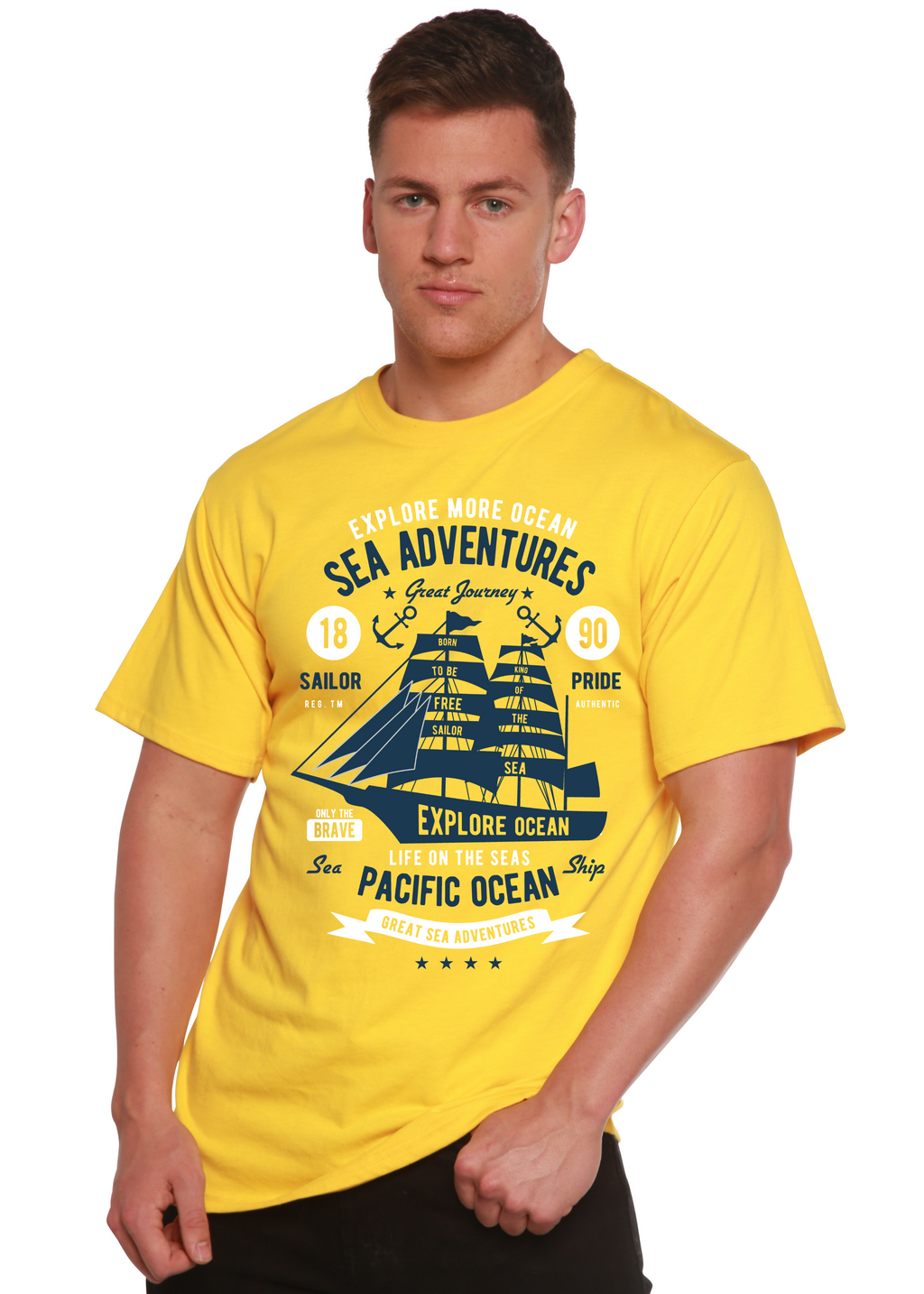 Spun Bamboo Sea Adventures Spun Bamboo® Men's Bamboo Viscose/Organic Cotton Short Sleeve Graphic T-Shirt — side view