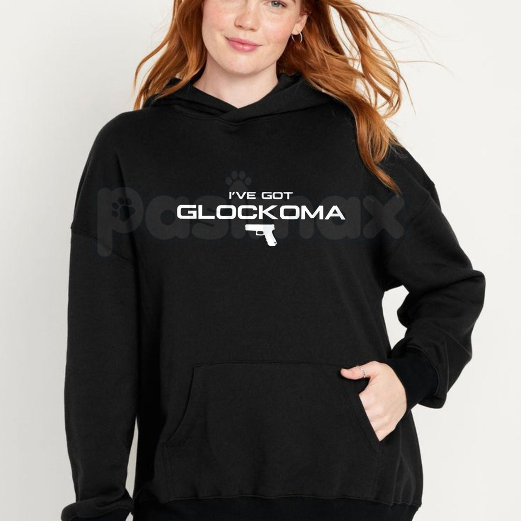 Pasimax "I've Got Glockoma" Hoodie – Funny Gun Humor Slogan Pullover, Tactical & Self-Defense Apparel, Unisex — detail close-