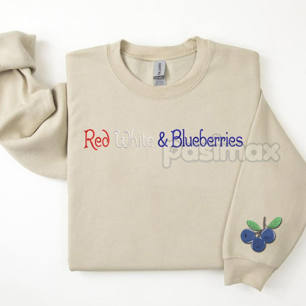 Pasimax Red, White & Blueberries Embroidered Sweatshirt — detail close-up