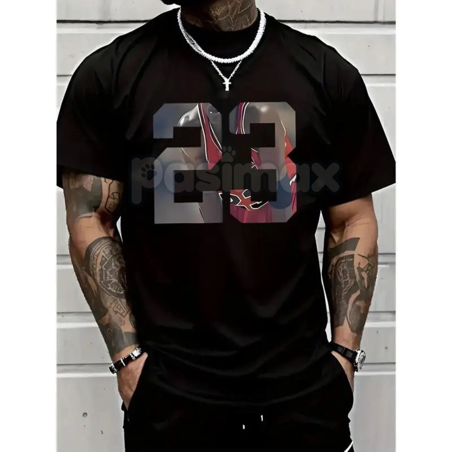 Pasimax Men's '23' Graphic Printed T-Shirt — detail close-up