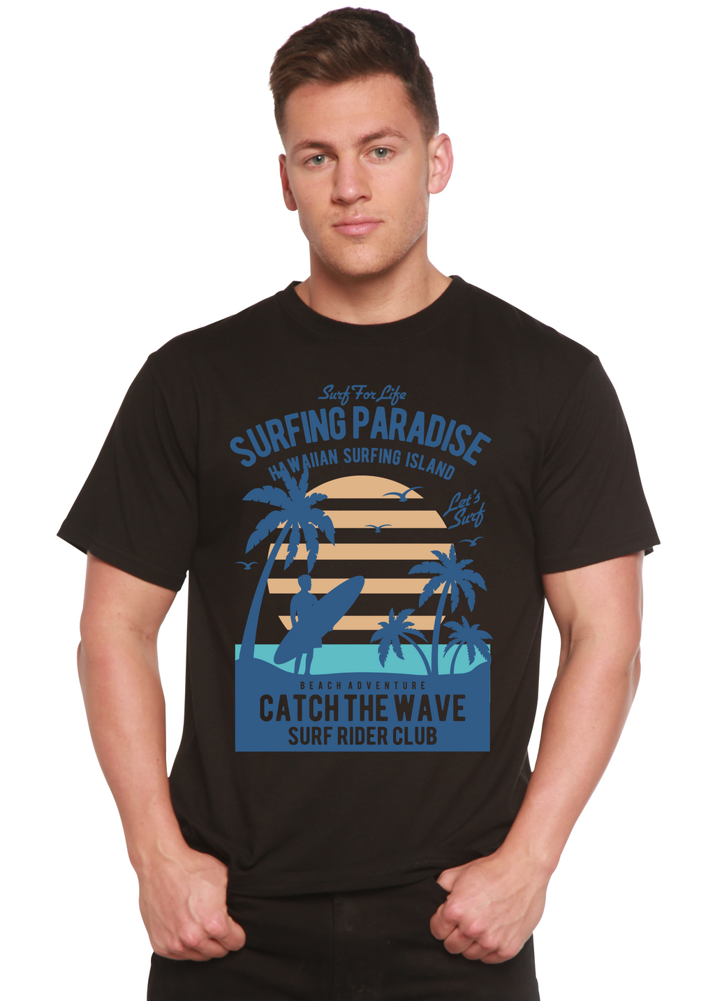 Spun Bamboo Surfing Paradis Spun Bamboo® Men's Bamboo Viscose/Organic Cotton Short Sleeve Graphic T-Shirt — alternative angle