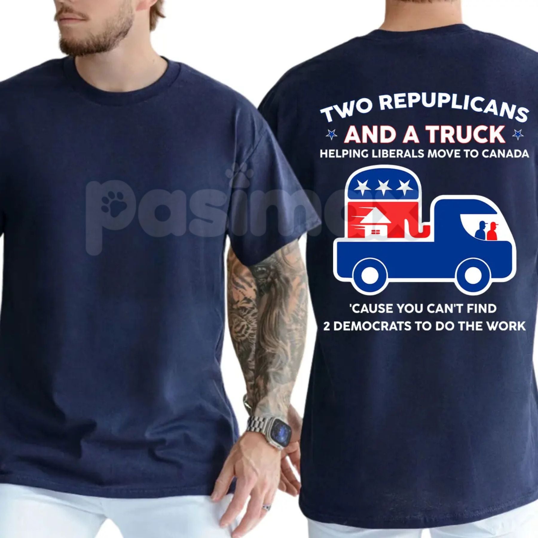 "Two Republicans and a Truck" Funny Political T-Shirt – Liberal Relocation Satire Unisex Graphic Tee