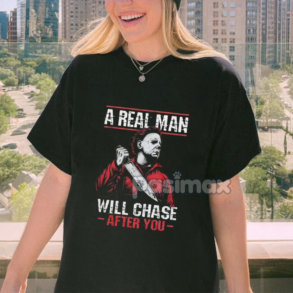 Pasimax Scary Halloween Horror Movie T-Shirt — lifestyle context