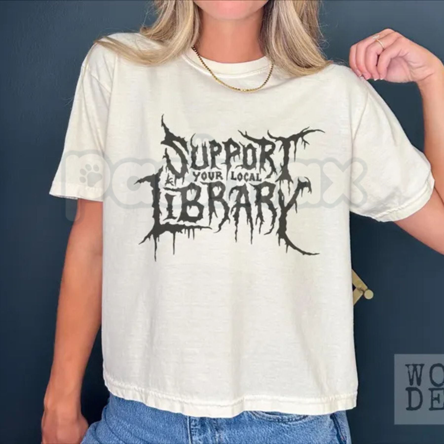 "Support Your Local Library" Book Lovers T-Shirt – Retro Literary Aesthetic Graphic Tee, Premium 100% Cotton Librarian Style Top, Soft Lived-In Heavyweight Bibliophile Statement Shirt, Made in USA