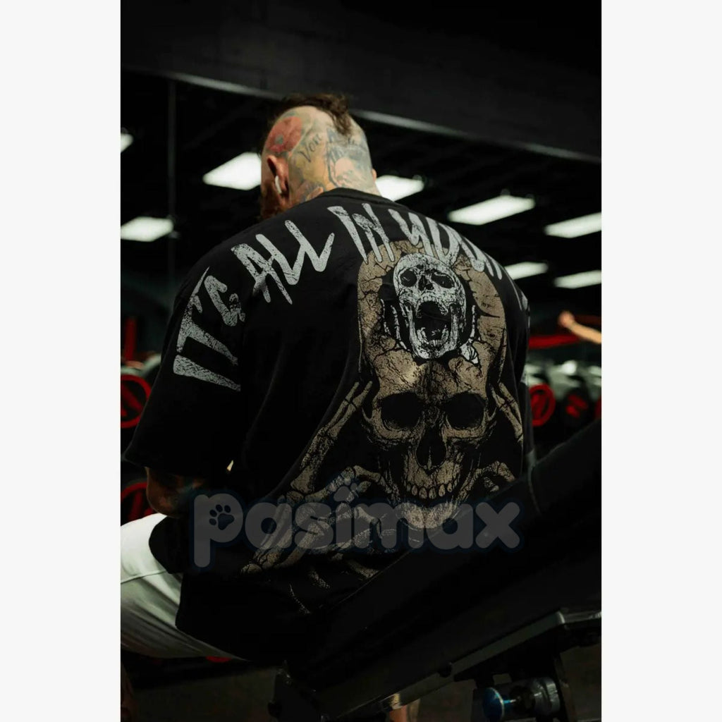 Pasimax IS x BXACTIV "All In Your Head" Oversized T-Shirt — detail close-up
