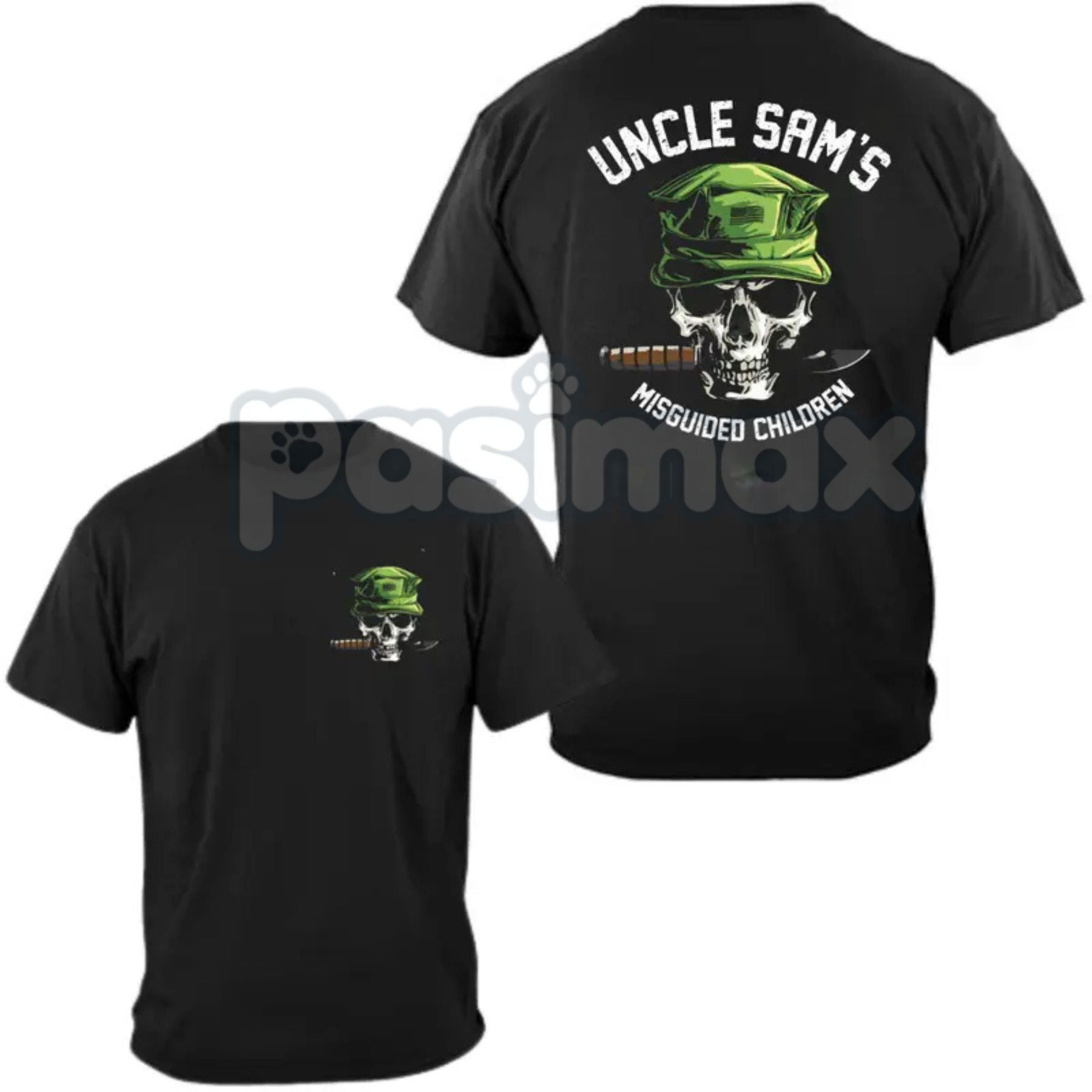 Pasimax "Uncle Sam's Misguided Children" T-Shirt - Military Cynical Humor Tee, USMC Inspired Slogan Shirt, Veteran Anti-Estab