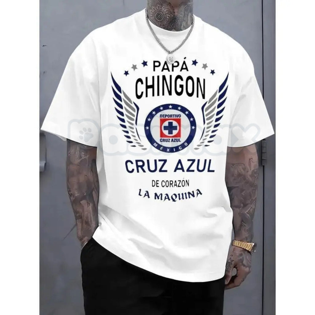 Cruz Azul "Papa Chingon" T-Shirt – Liga MX Soccer Dad Graphic Tee