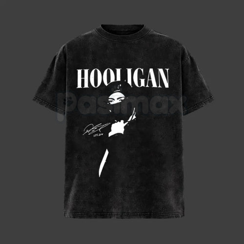 Hooligan Vintage Washed T-Shirt – Retro Distressed Graphic Tee, Lightweight Cotton Underground Streetwear Top