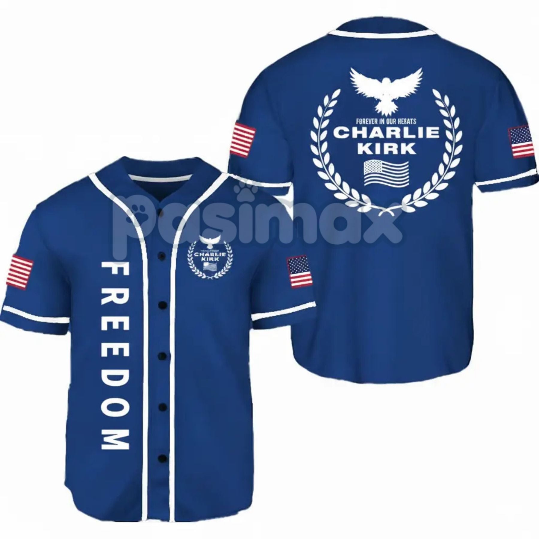 Pasimax Freedom Black & White Baseball Jersey — back view