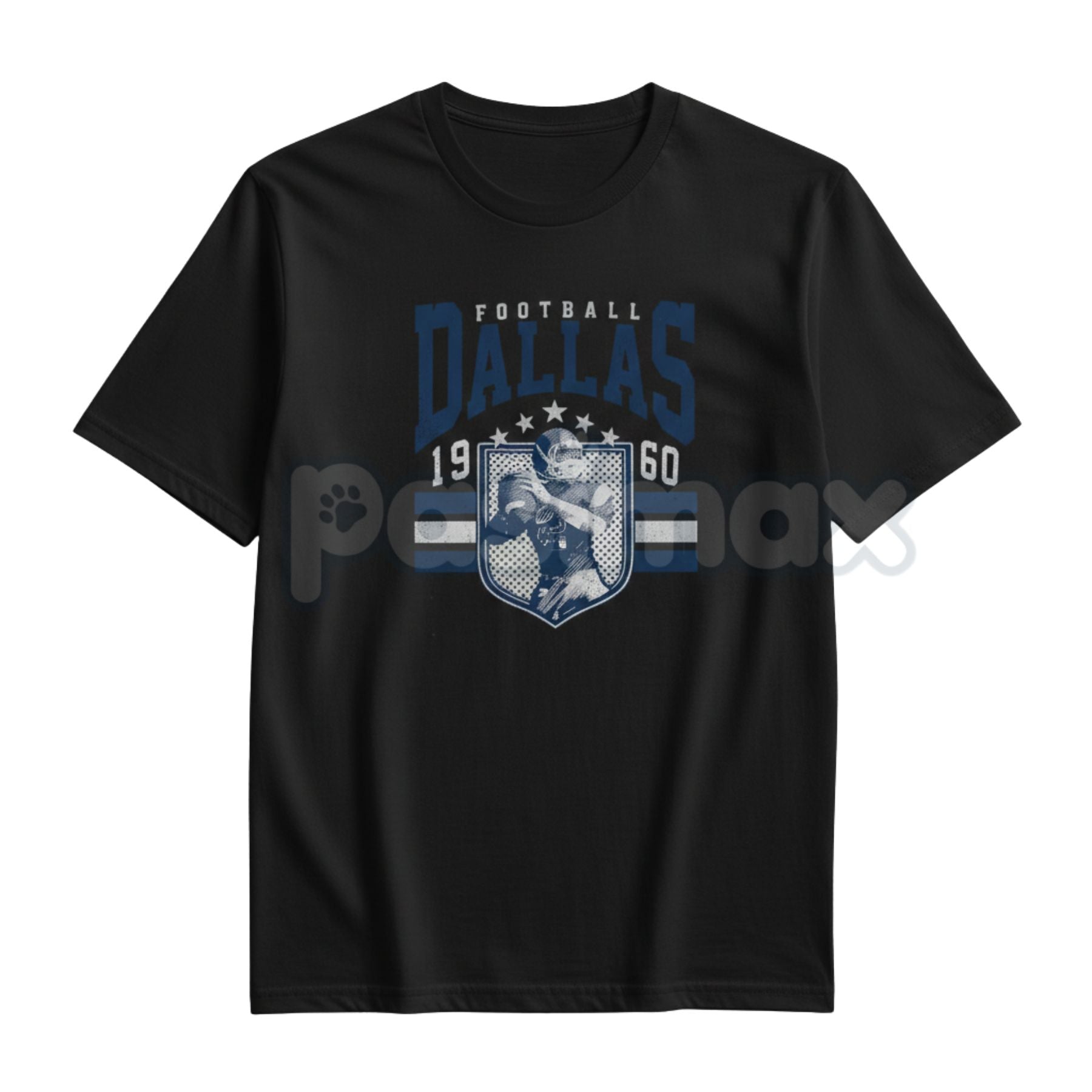 Pasimax Dallas 1950s Football Graphic Men's T-Shirt - Retro Texas Sports Tee, Vintage Pro Football History Apparel, Classic D