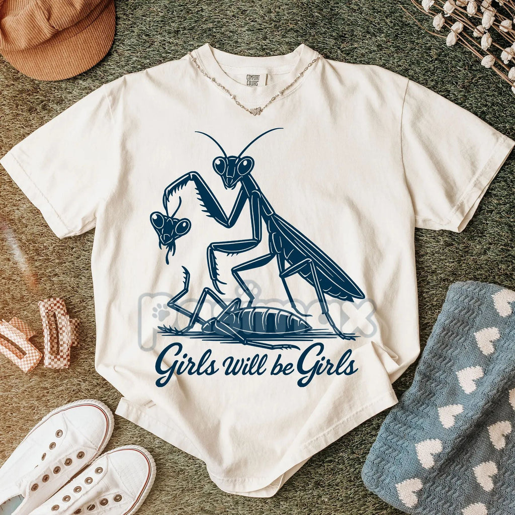 Pasimax 'Girls Will Be Girls' Praying Mantis Tee — detail close-up