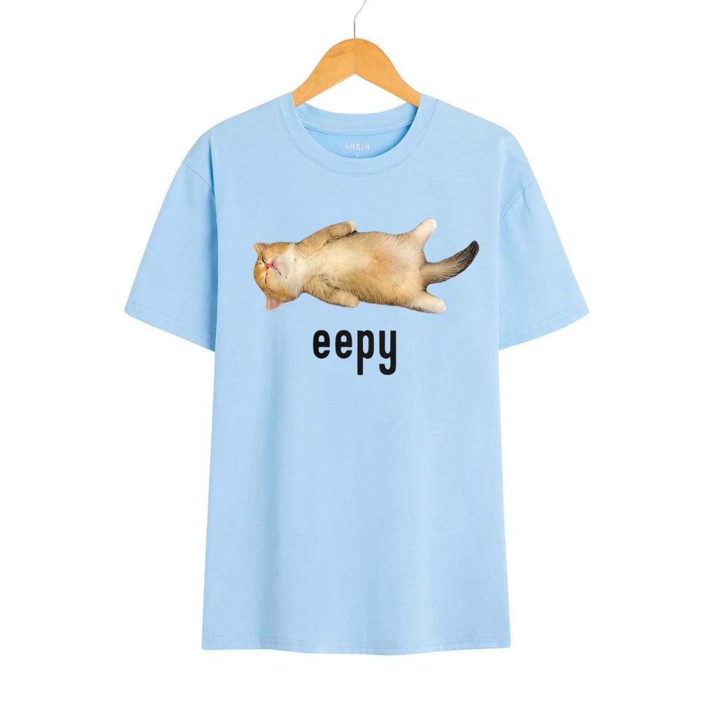 Pasimax "Eepy Cat" Silly Sleepy Cat Meme T-Shirt — detail close-up
