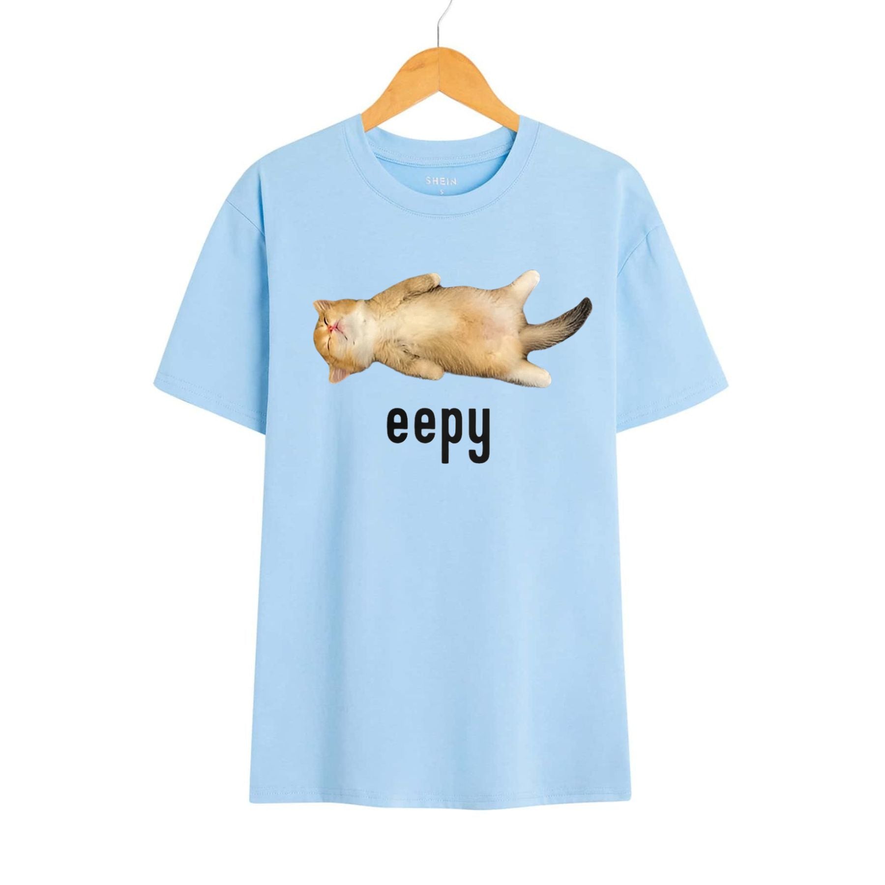 Pasimax "Eepy Cat" Silly Sleepy Cat Meme T-Shirt — detail close-up