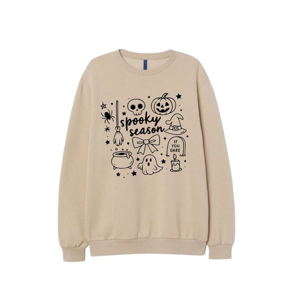 Pasimax Spooky Season Sweatshirt – Cozy & Classic Halloween Crewneck — detail close-up
