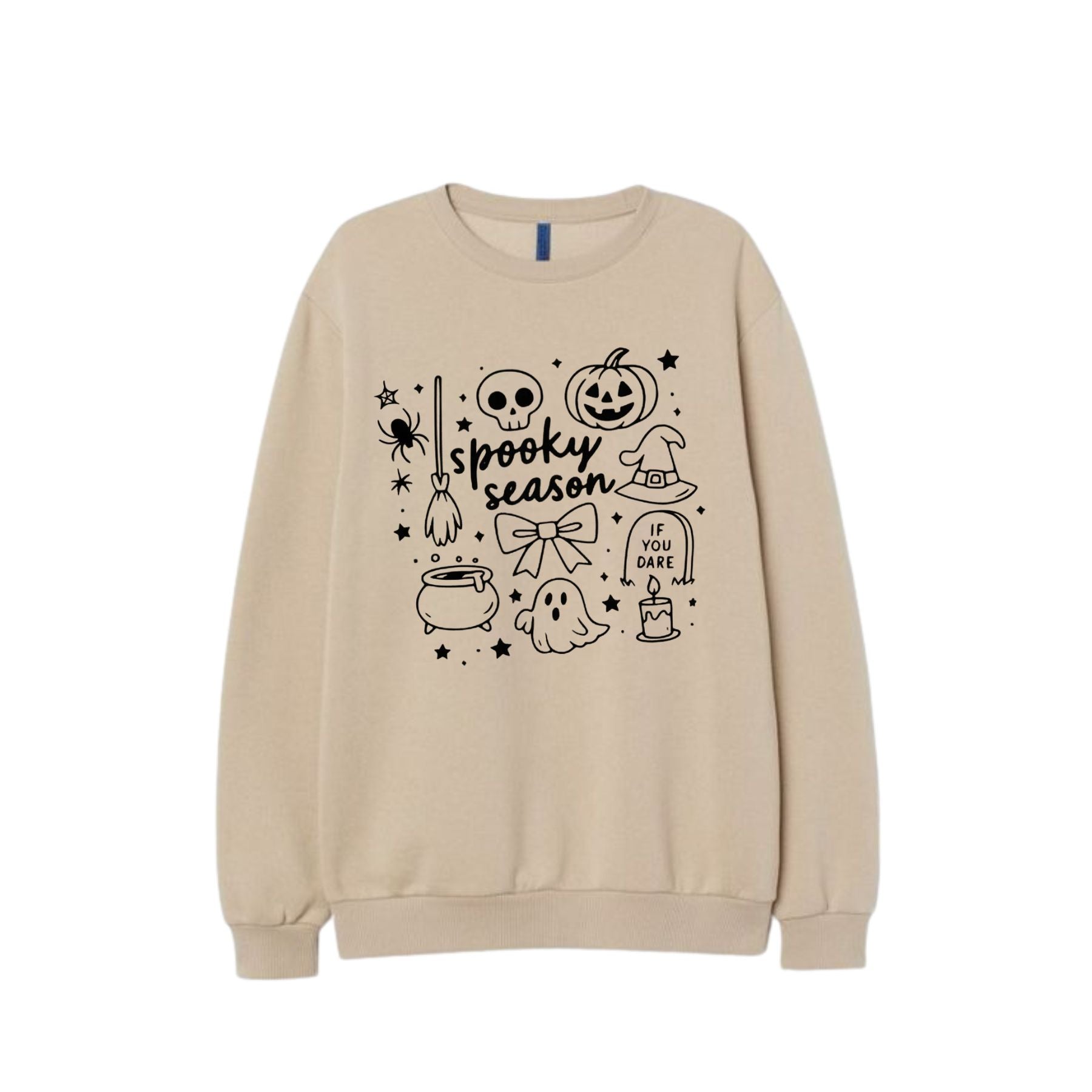 Pasimax Spooky Season Sweatshirt – Cozy & Classic Halloween Crewneck — detail close-up