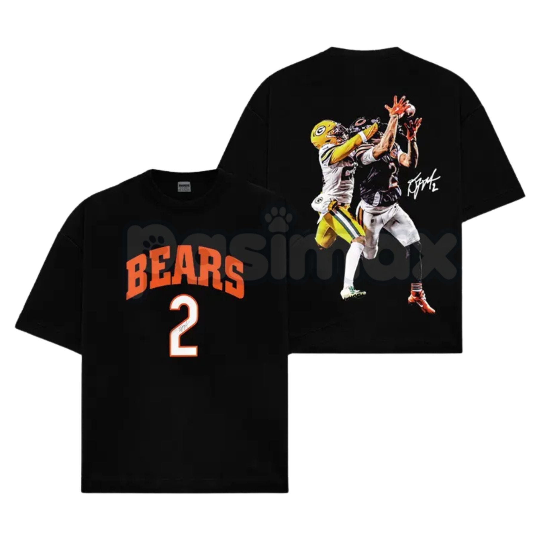 Pasimax Da Bears Fit – DJ Moore 2 'Catch' Game Day Cotton Hoodie, Soft & Comfortable Sweatshirt and T-Shirt — detail close-up