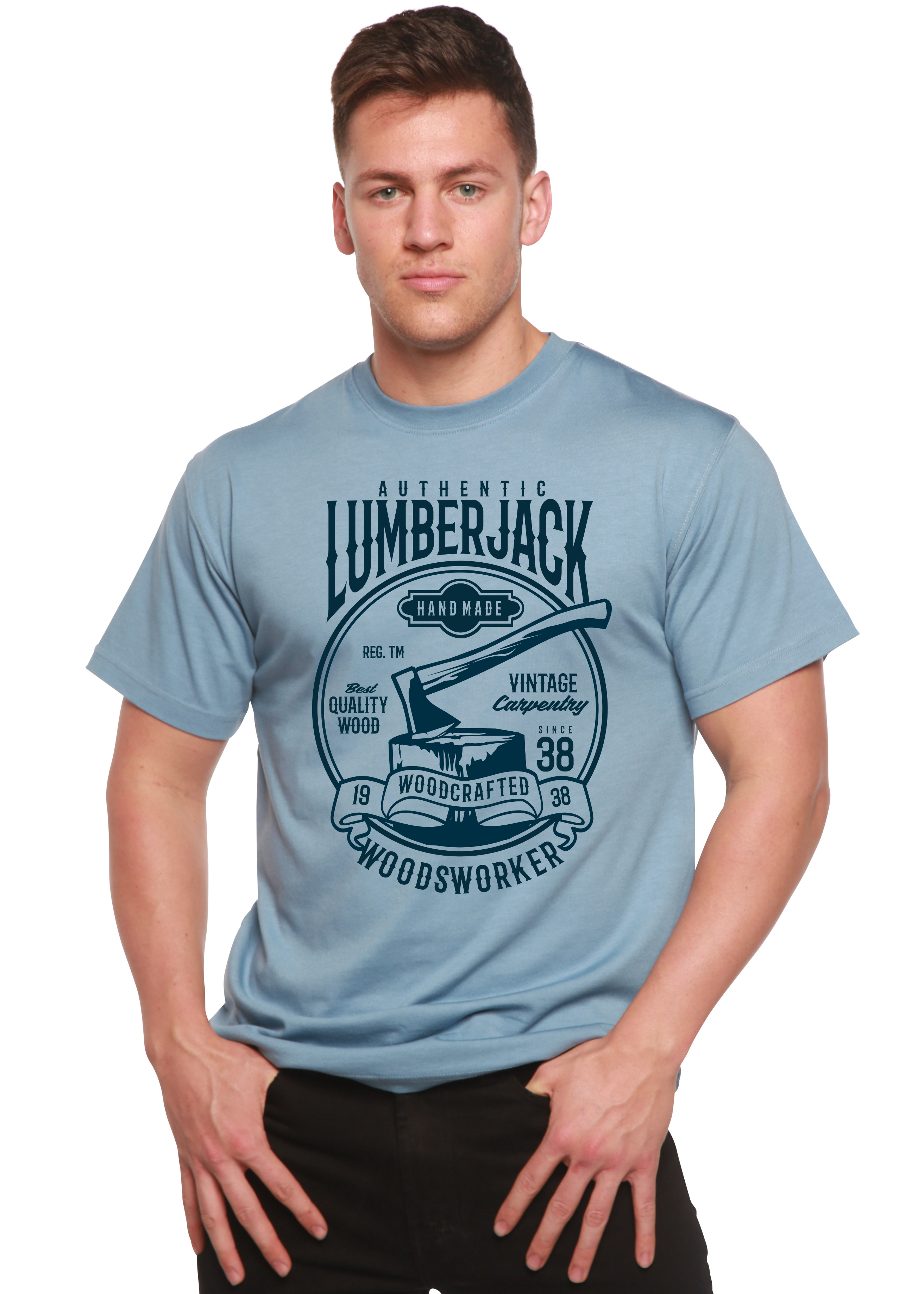 Spun Bamboo Authentic Lumberjack Men's Bamboo Viscose/Organic Cotton Short Sleeve Graphic T-Shirt — back view