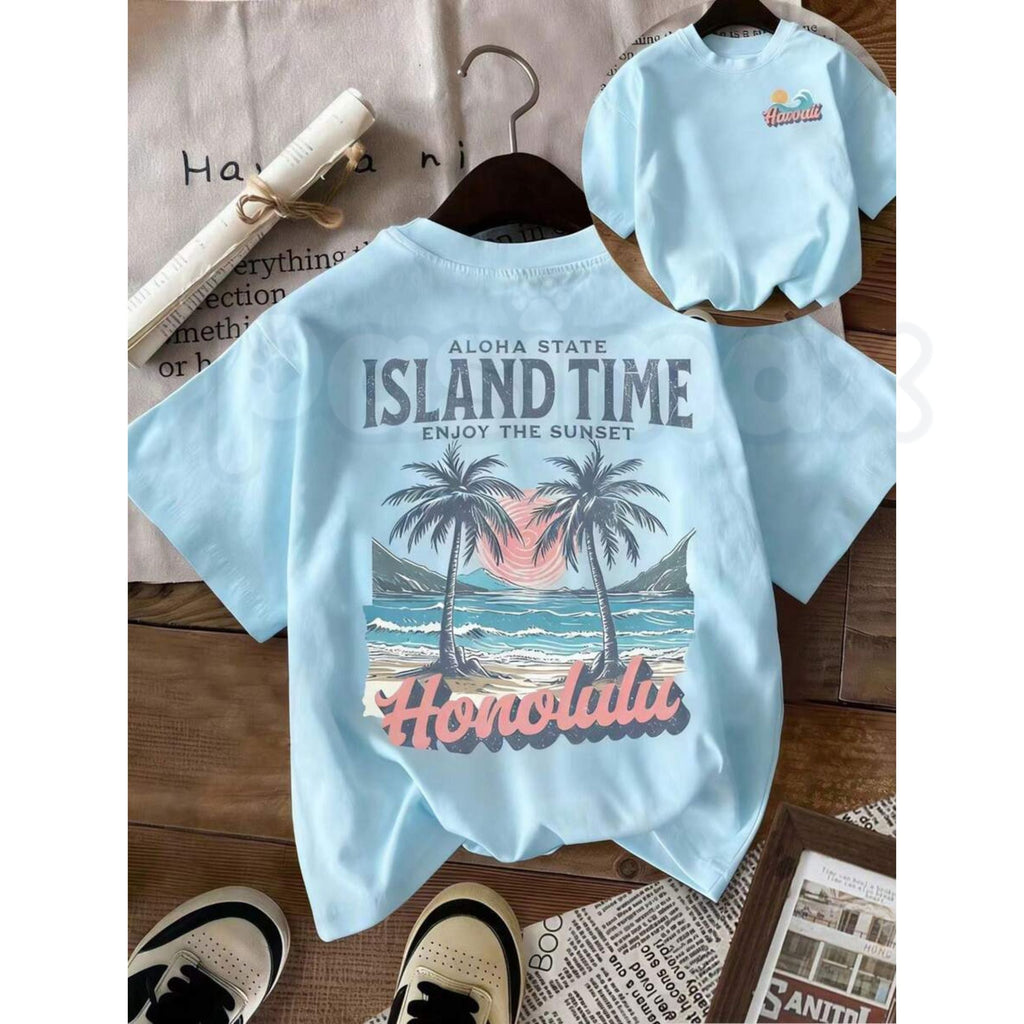 Hawaiian Island Vibes Comfort T-Shirt – Tropical Paradise Graphic Tee for Women, Premium 100% Cotton Aloha Spirit Top, Soft Lived-In Heavyweight Beach Life Shirt, Made in USA