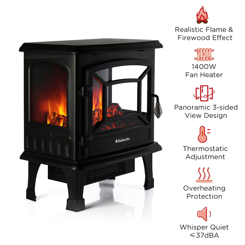 (Open Box) Suburbs TS20 Electric Fireplace Stove – TURBRO, view 2
