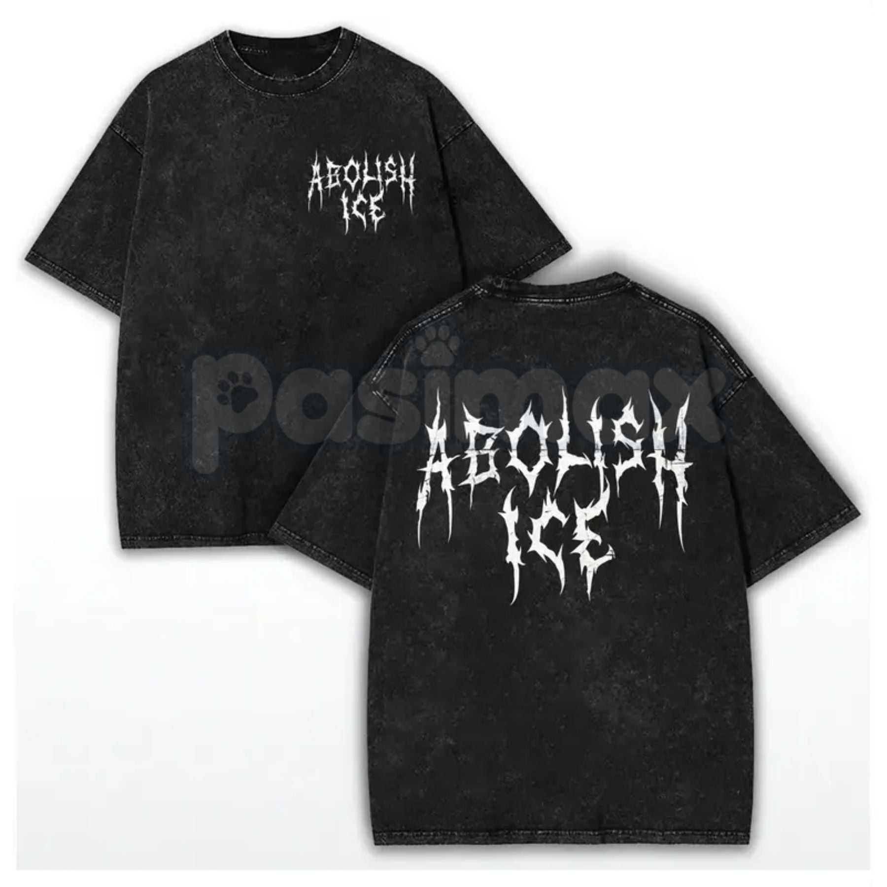 Pasimax The Resistance Tour: ABOLISH ICE Heavy Metal Tee — detail close-up