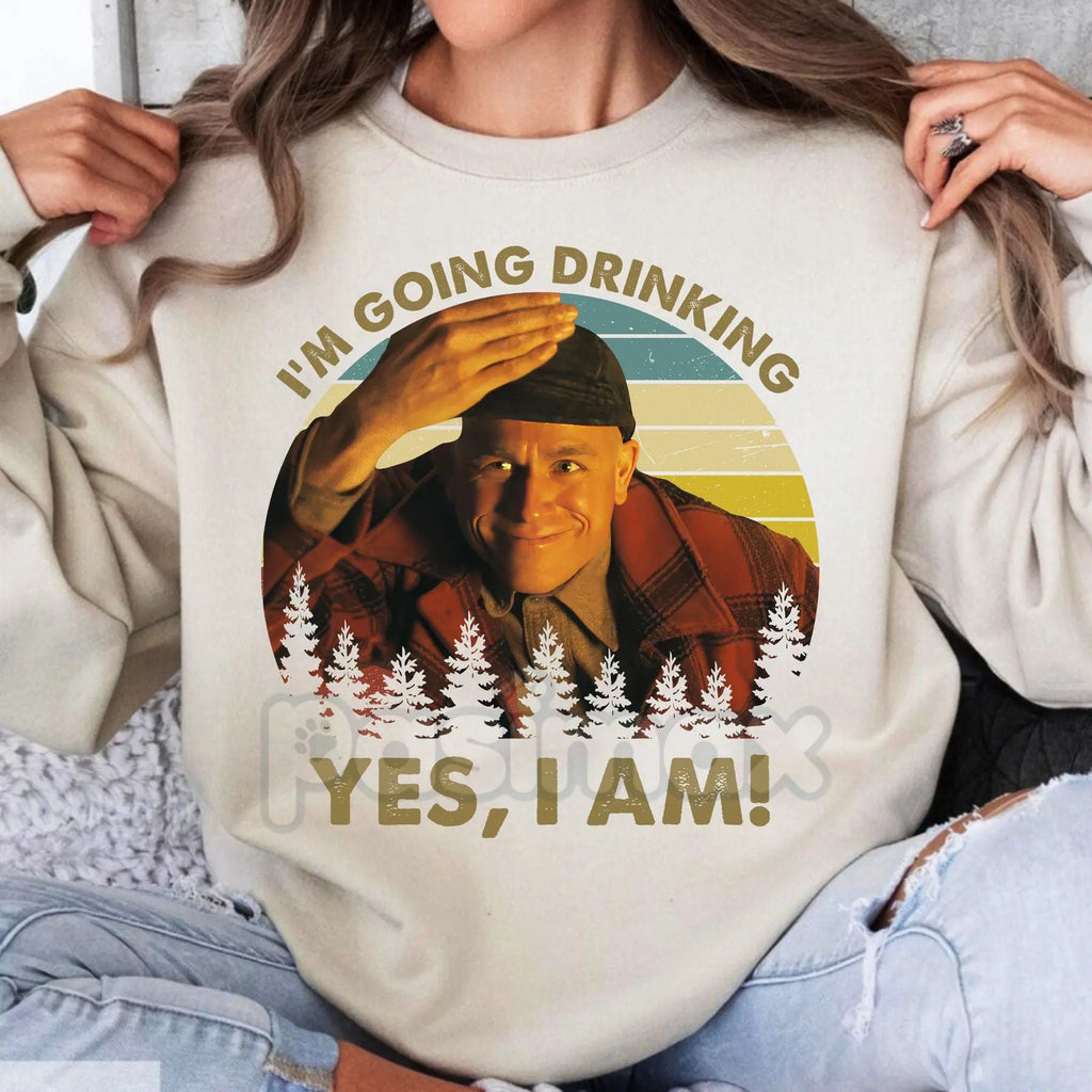 Pasimax The Plainfield Tavern Tour: "I'm Going Drinking Ed Gein" Sweatshirt – Dark Humor — detail close-up