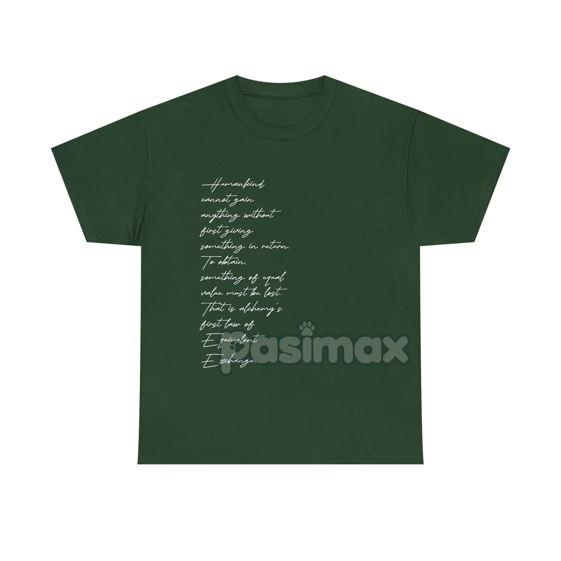 Pasimax Edward Elric's "Equivalent Exchange" T-Shirt — detail close-up