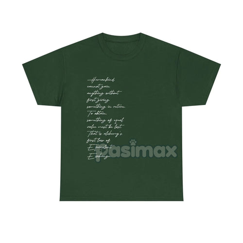 Edward Elric's "Equivalent Exchange" T-Shirt - Fullmetal Alchemist Brotherhood Apparel