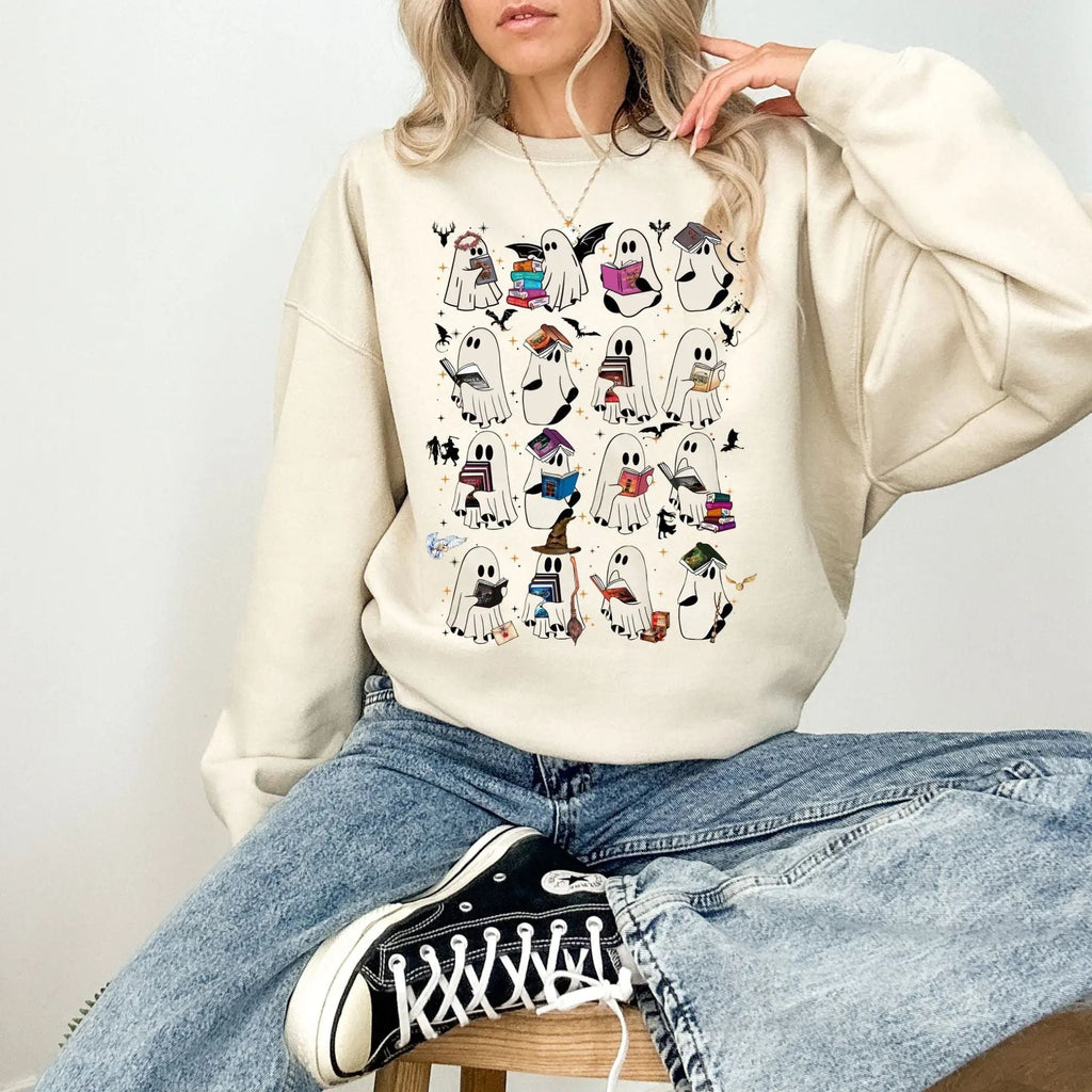 Pasimax Retro Ghost Book Sweatshirt — detail close-up