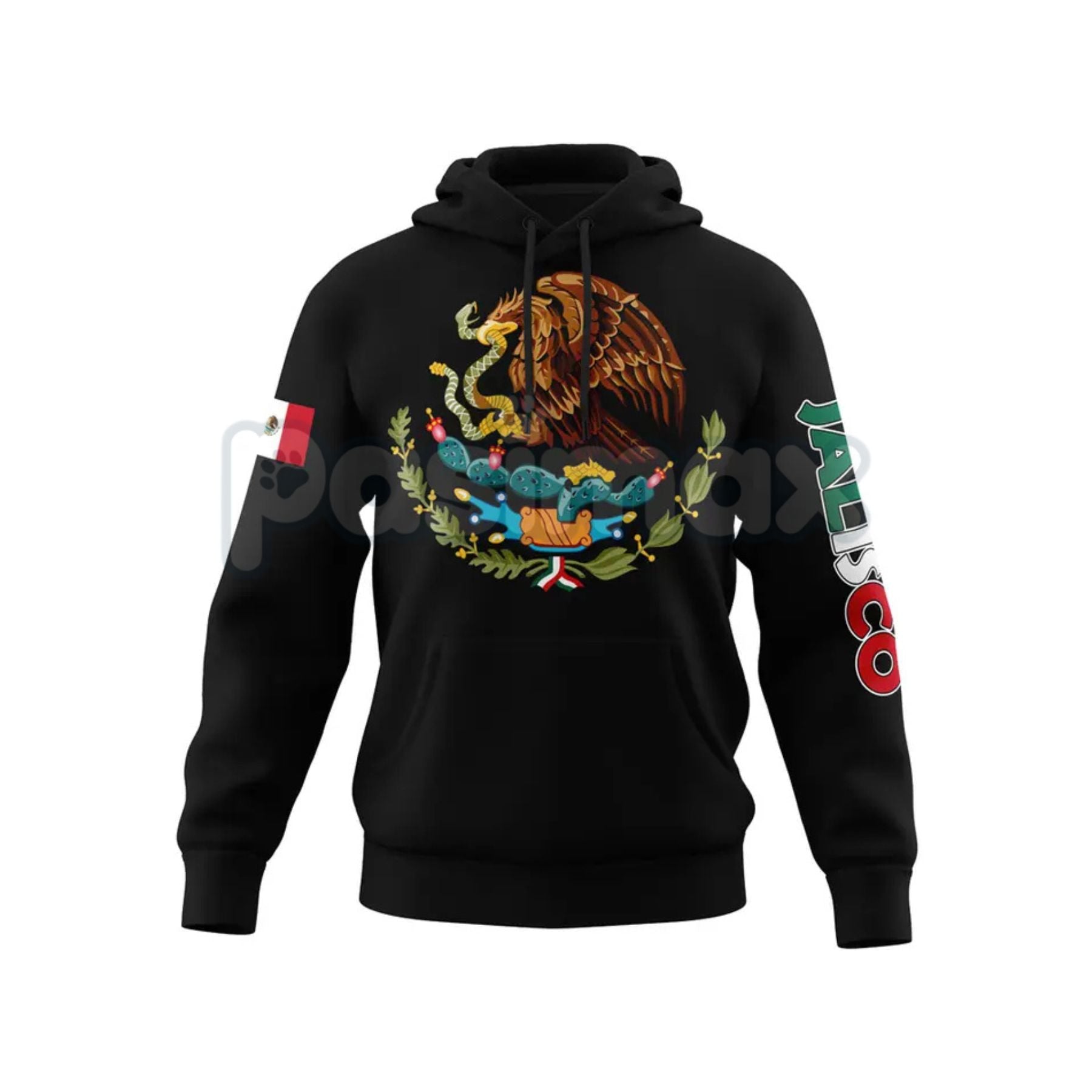 Pasimax Mexico States Design Black Hoodie — lifestyle context