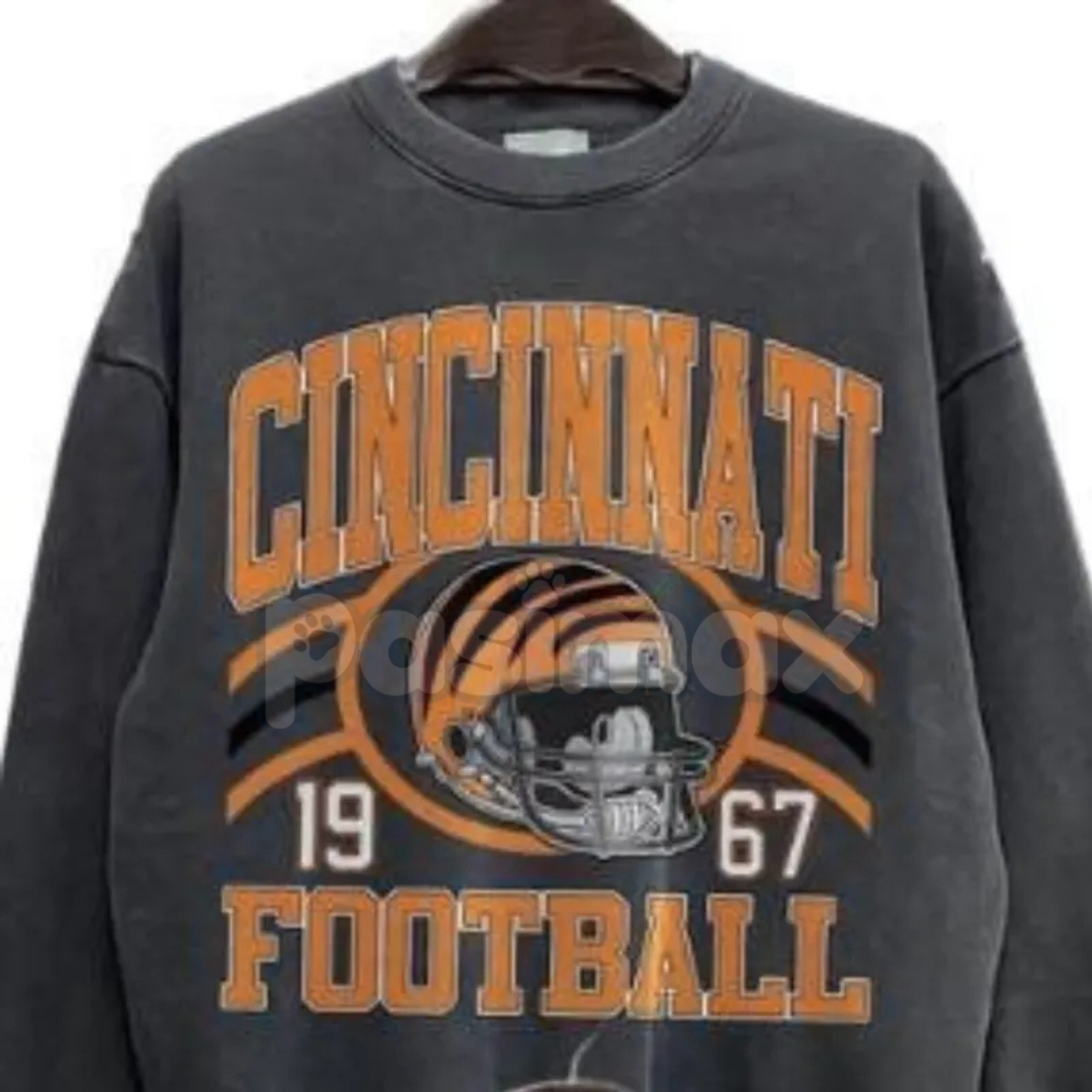 Pasimax New Retro Style Varsity All Team Football Sweatshirt – Vintage Fan Crewneck — detail close-up