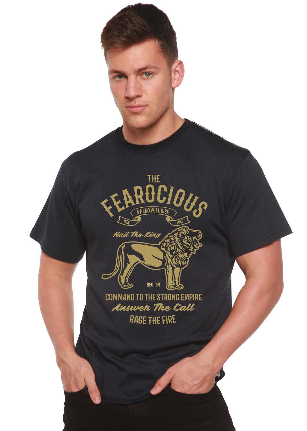 Spun Bamboo The Fearocious Spun Bamboo® Men's Bamboo Viscose/Organic Cotton Short Sleeve Graphic T-Shirt — detail close-up
