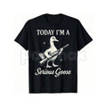 Pasimax Serious Goose Graphic Shirt – Quirky Animal Art Hoodie & Funny Slogan Streetwear Sweatshirt — detail close-up