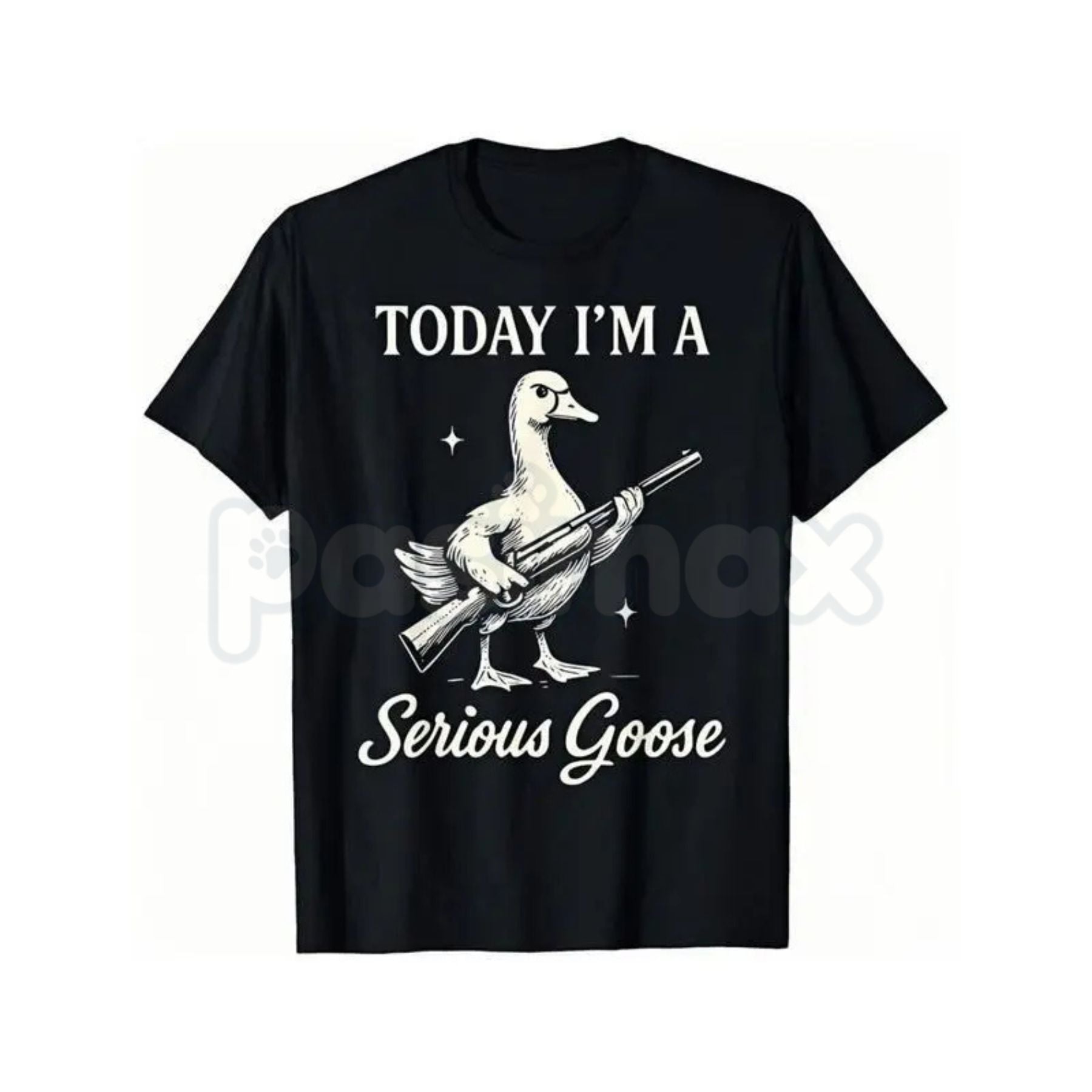 Pasimax Serious Goose Graphic Shirt – Quirky Animal Art Hoodie & Funny Slogan Streetwear Sweatshirt — detail close-up