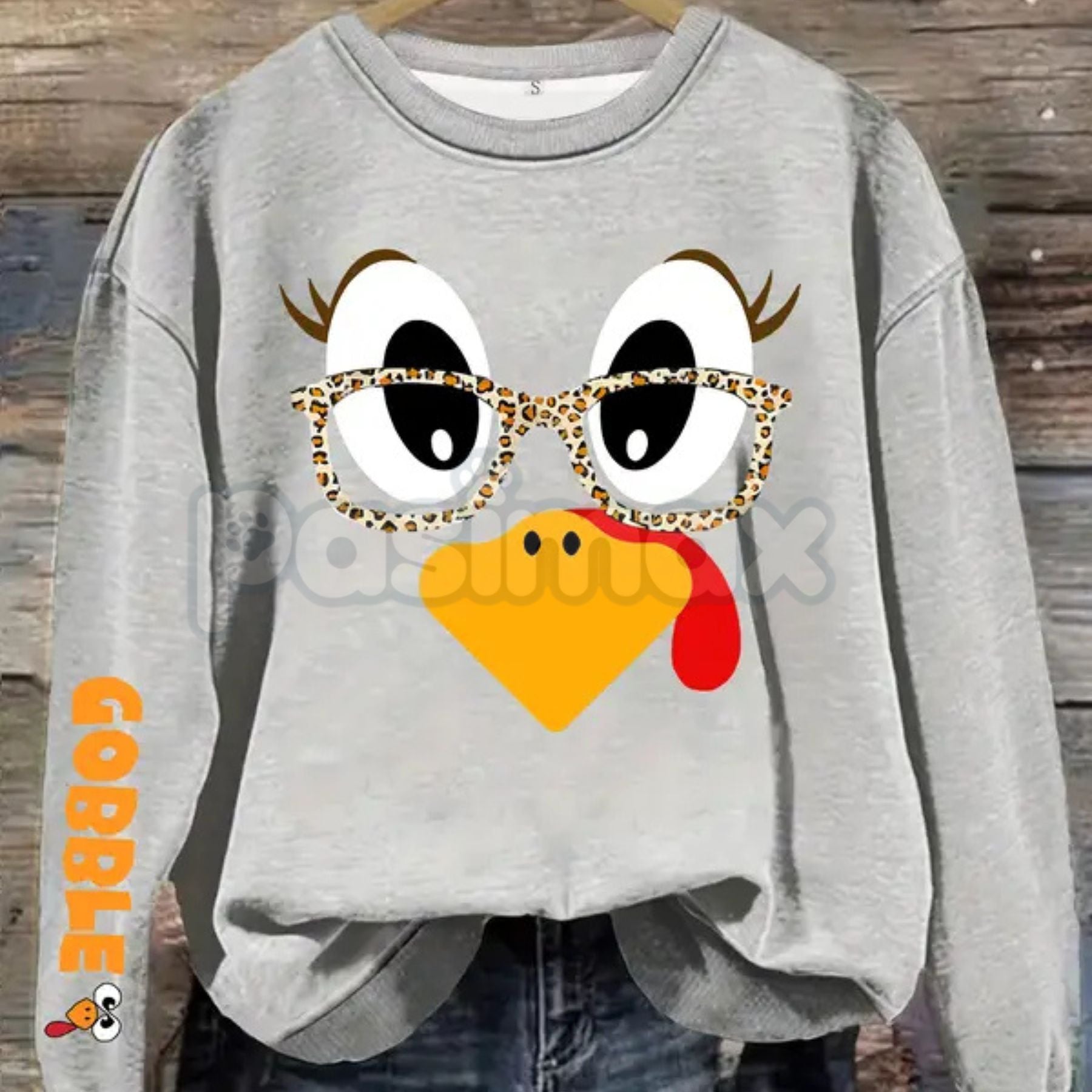 Pasimax Women's Casual Thanksgiving Turkey Print Pullover Sweater – Cozy Holiday Crewneck — lifestyle context