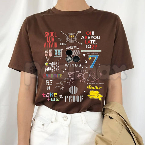 BTS Album Graphic T-Shirt – K-Pop Discography Aesthetic Tee, Remastered Heavy Cotton Bangtan Fan Top, Soft Lived-In Beyond The Scene Music Shirt, Made in USA