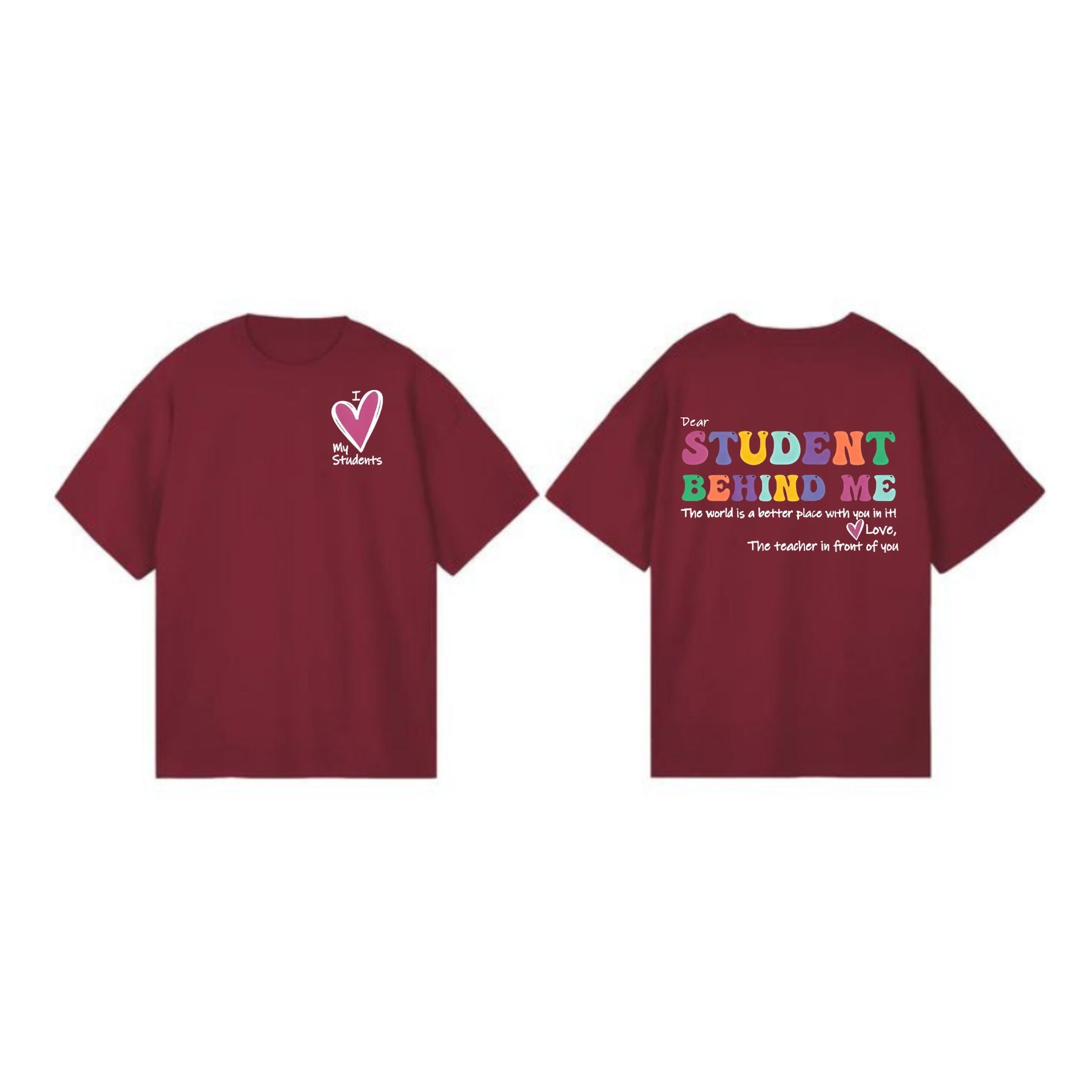 Pasimax Cute Heart & Letter T-Shirt for Women — detail close-up