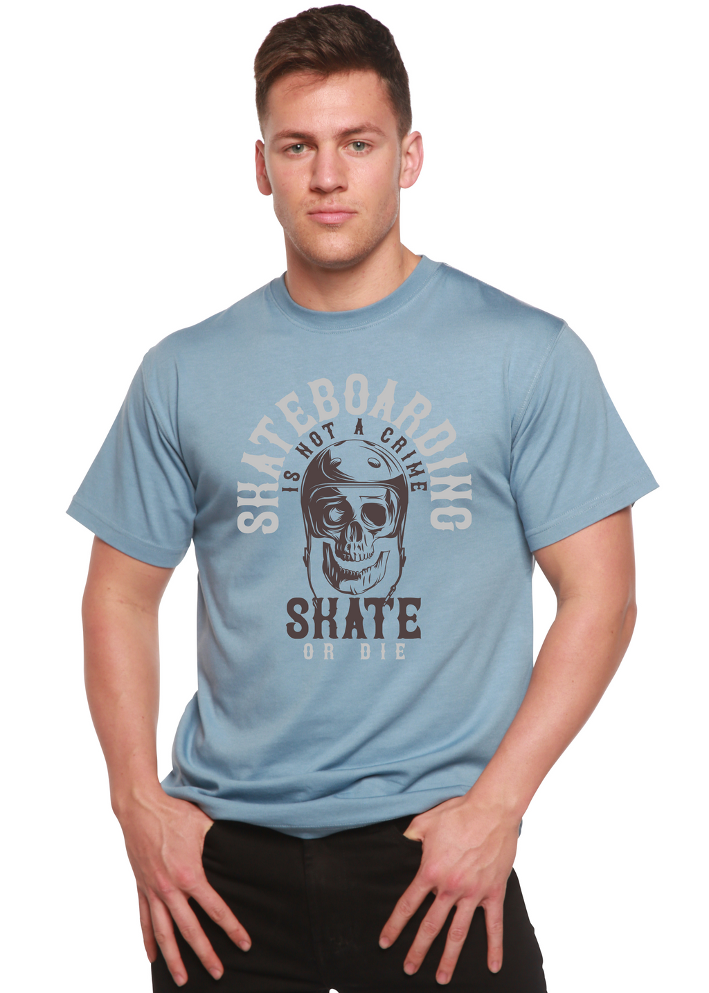 Spun Bamboo Skate Boarding Men's Bamboo Viscose/Organic Cotton Short Sleeve Graphic T-Shirt — side view