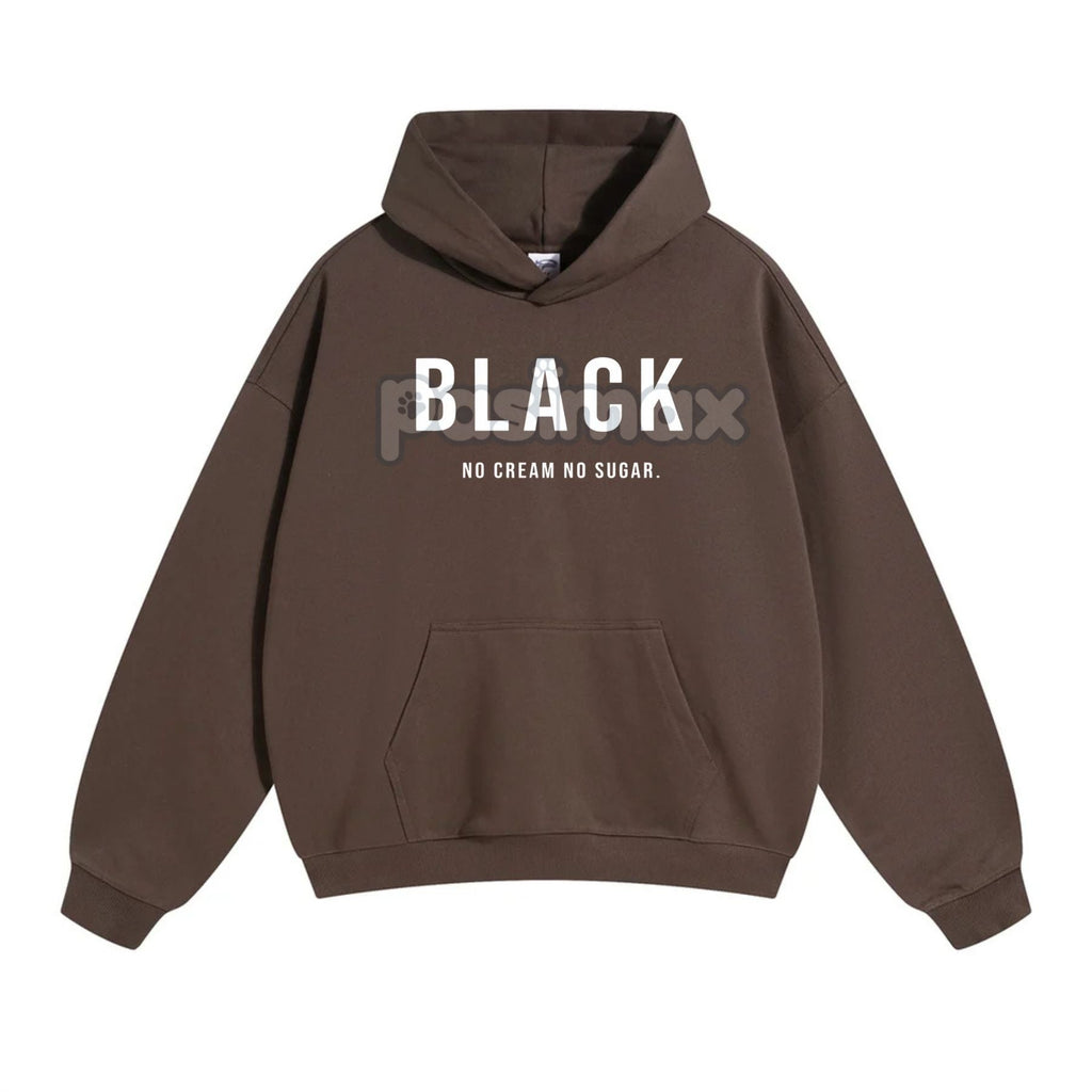 Pasimax Black No Cream No Sugar Hoodie — detail close-up