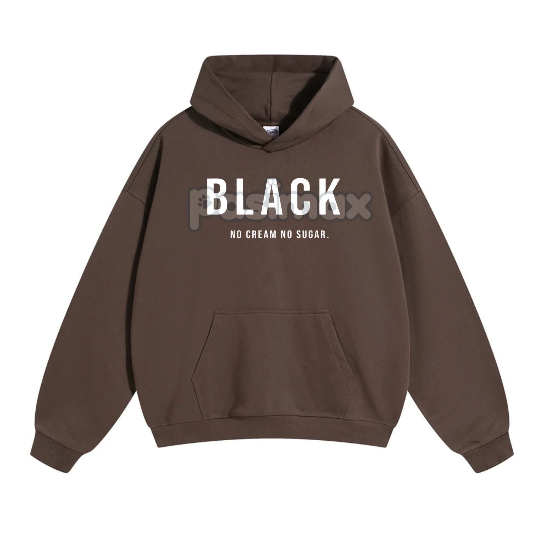 Pasimax Black No Cream No Sugar Hoodie — detail close-up