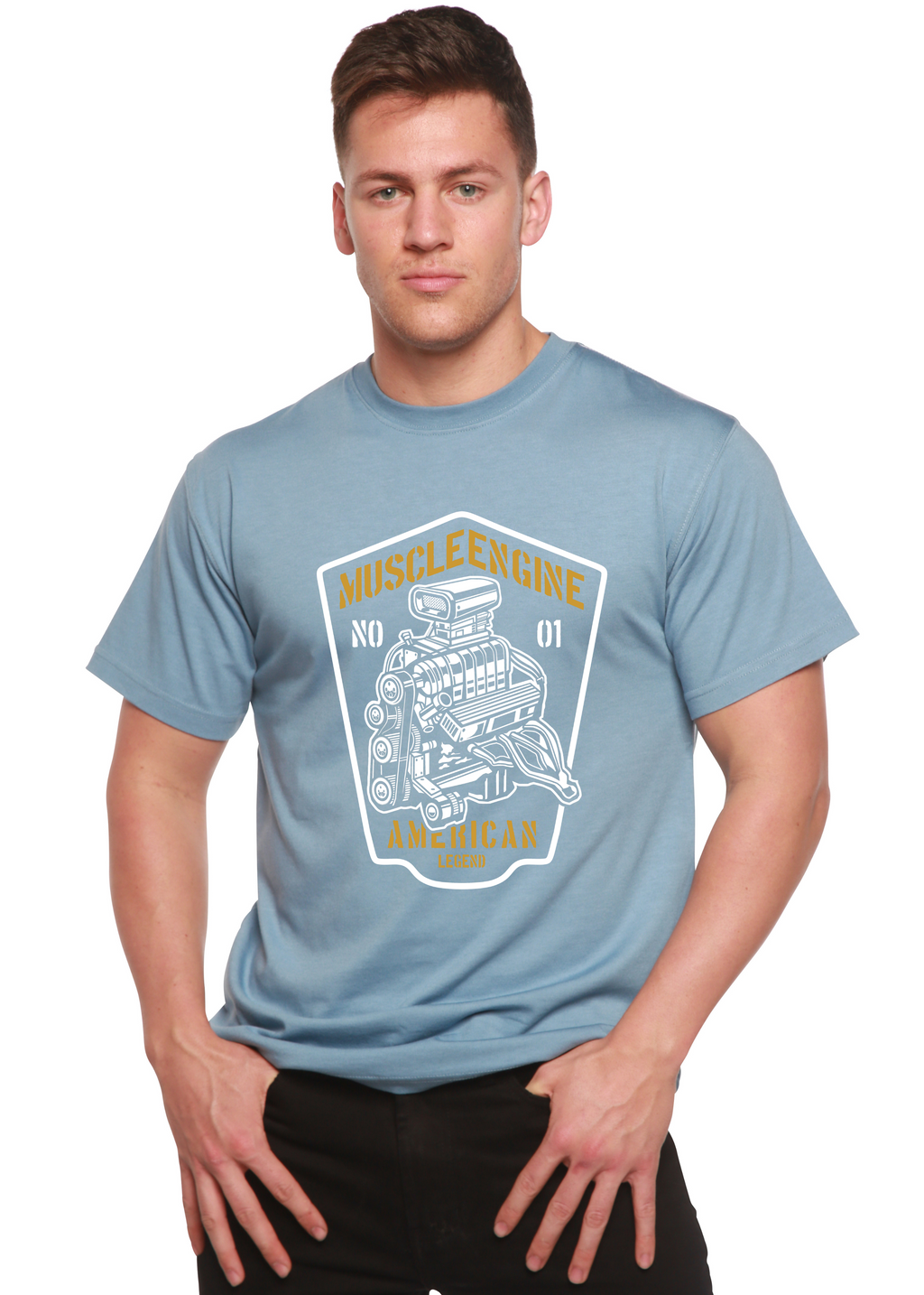 Spun Bamboo Muscle Engine Spun Bamboo® Men's Bamboo Viscose/Organic Cotton Short Sleeve Graphic T-Shirt — back view