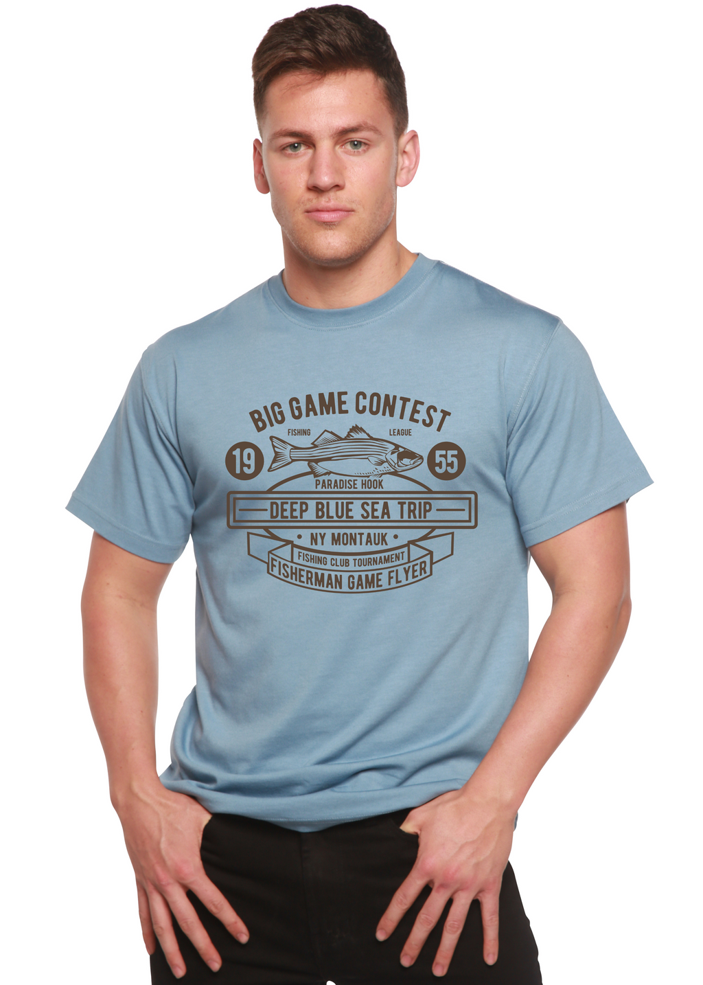 Spun Bamboo Big Game Contest Men's Bamboo Viscose/Organic Cotton Short Sleeve Graphic T-Shirt — side view