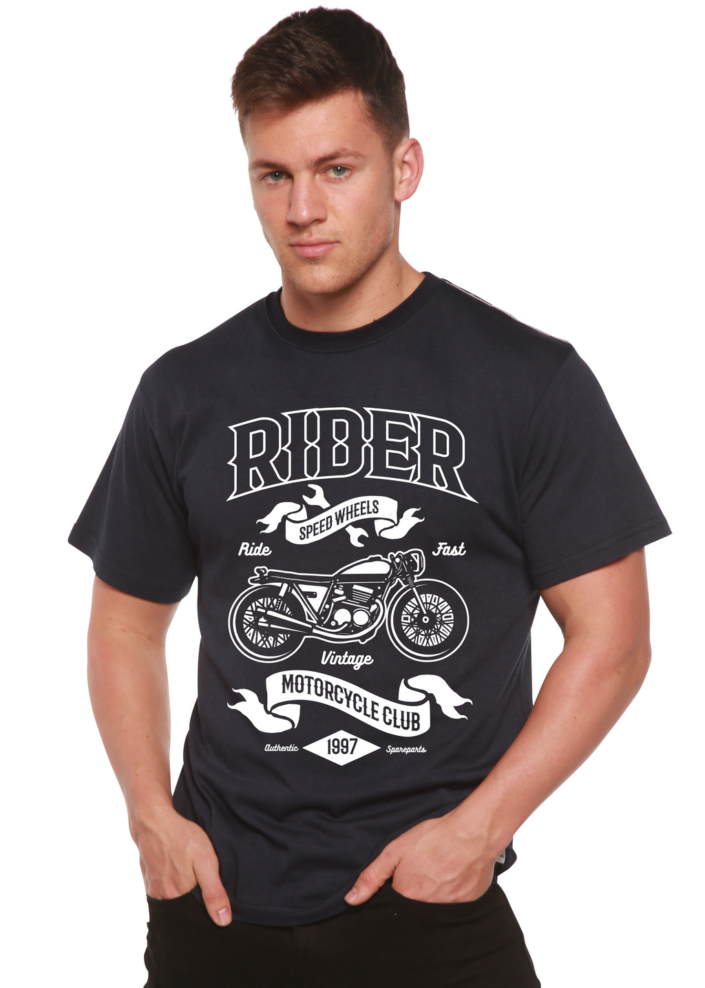 Spun Bamboo Rider Spun Bamboo® Men's Bamboo Viscose/Organic Cotton Short Sleeve Graphic T-Shirt — lifestyle context