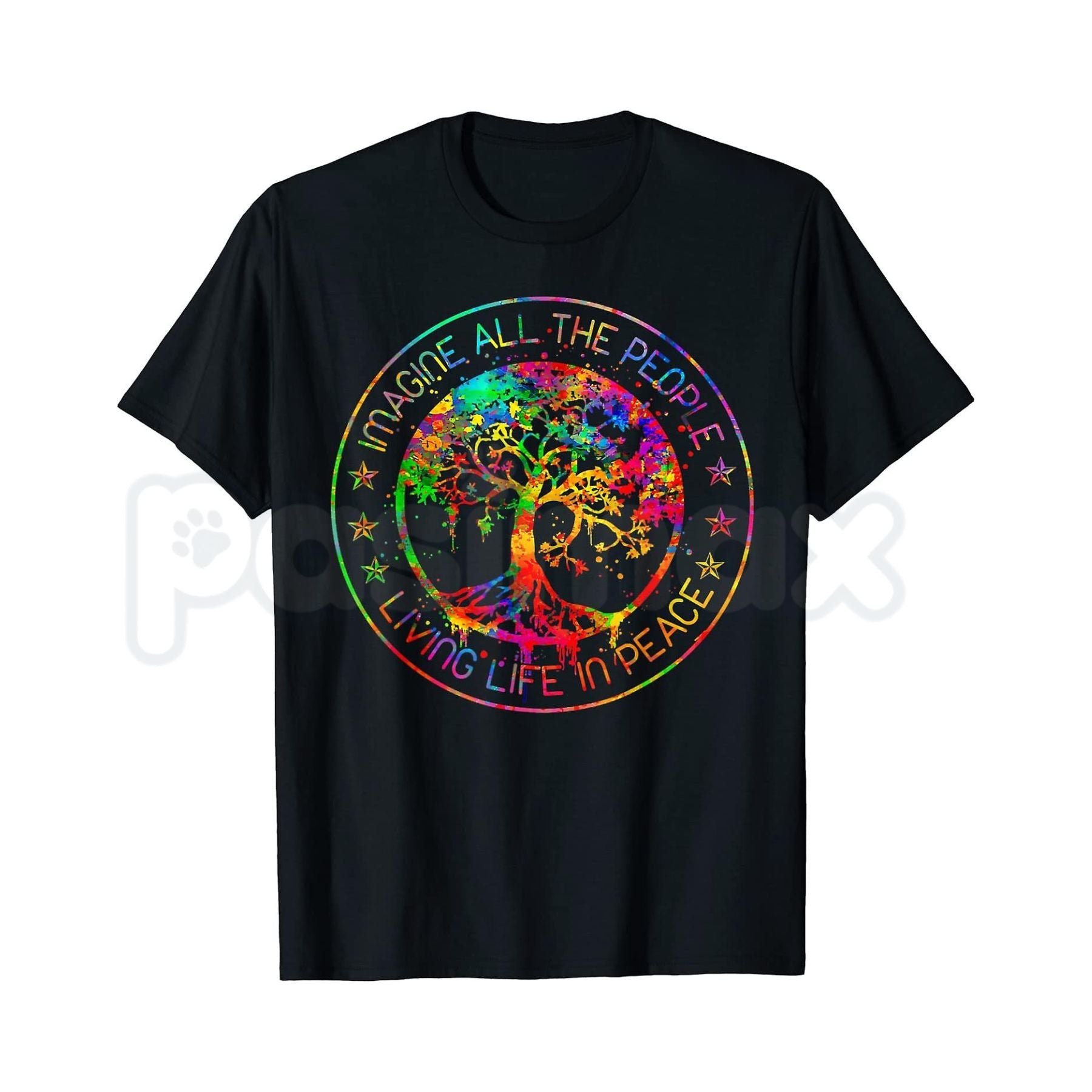 "All The People Imagine" Hippie Tie Dye T-Shirt – Retro Woodstock Peace & Harmony Novelty Quote Graphic Tee