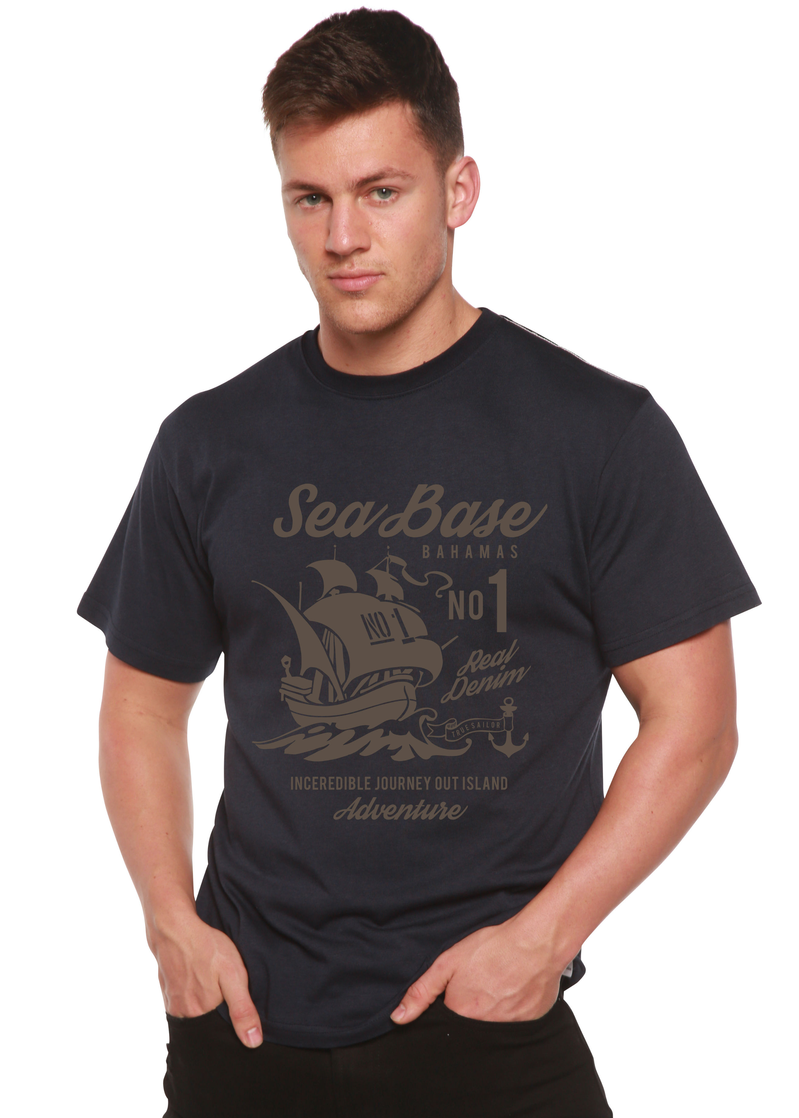 Spun Bamboo Sea Base Spun Bamboo® Men's Bamboo Viscose/Organic Cotton Short Sleeve Graphic T-Shirt — back view