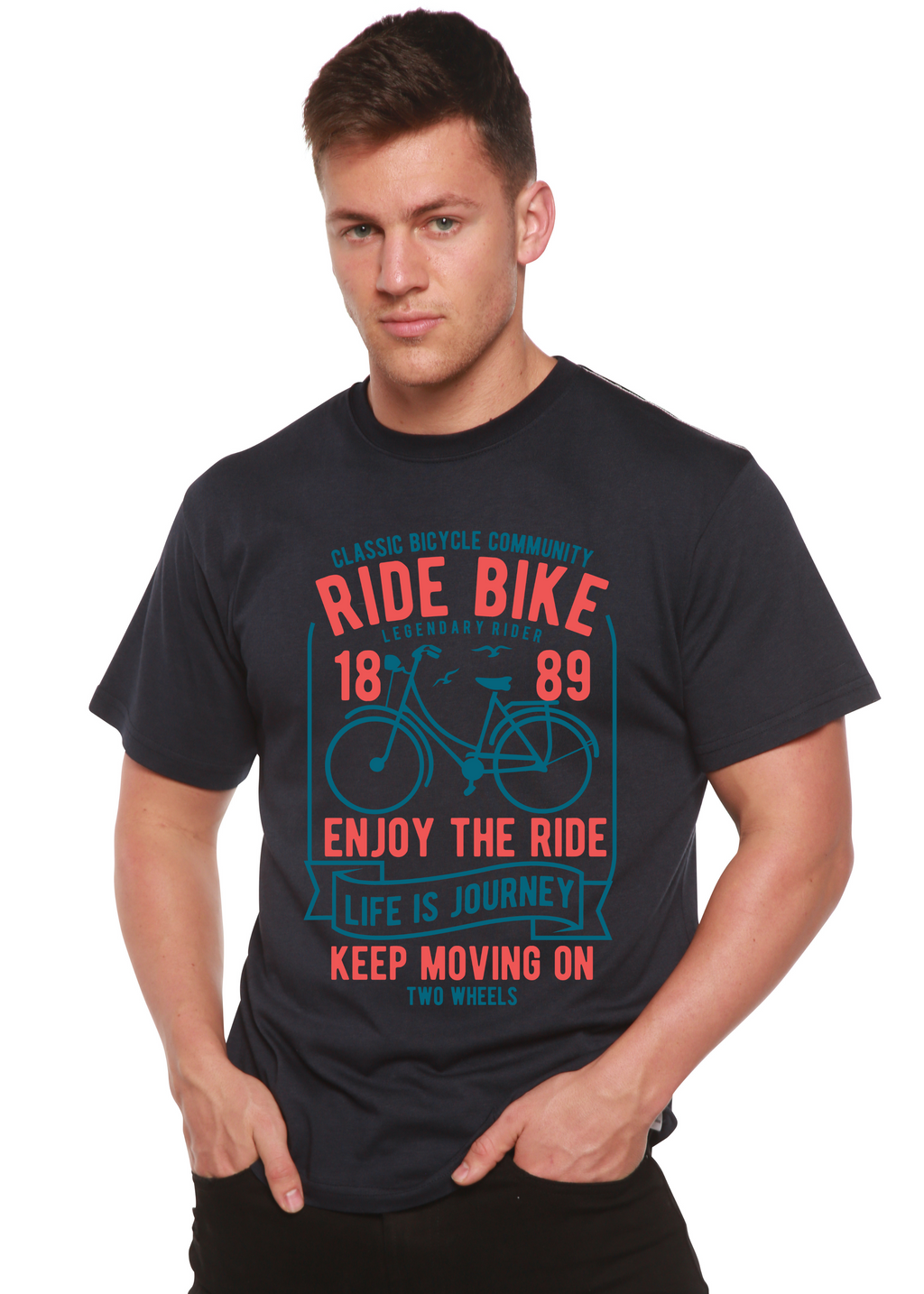 Spun Bamboo Ride Bike Spun Bamboo® Men's Bamboo Viscose/Organic Cotton Short Sleeve Graphic T-Shirt — alternative angle