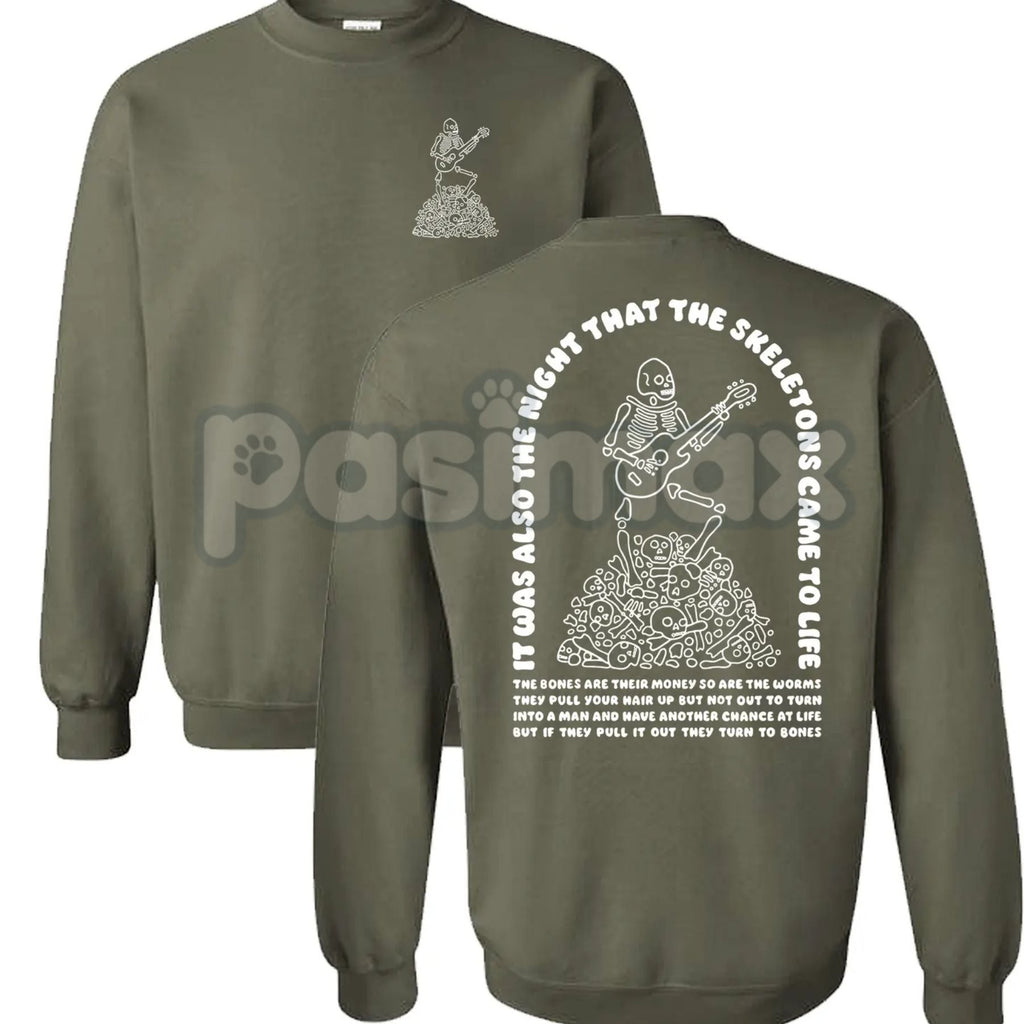 Pasimax The Night That The Skeletons Came To Life Unisex Sweatshirt | Absurdist Spooky Cute Jumper | Niche Meme Apparel Gift 