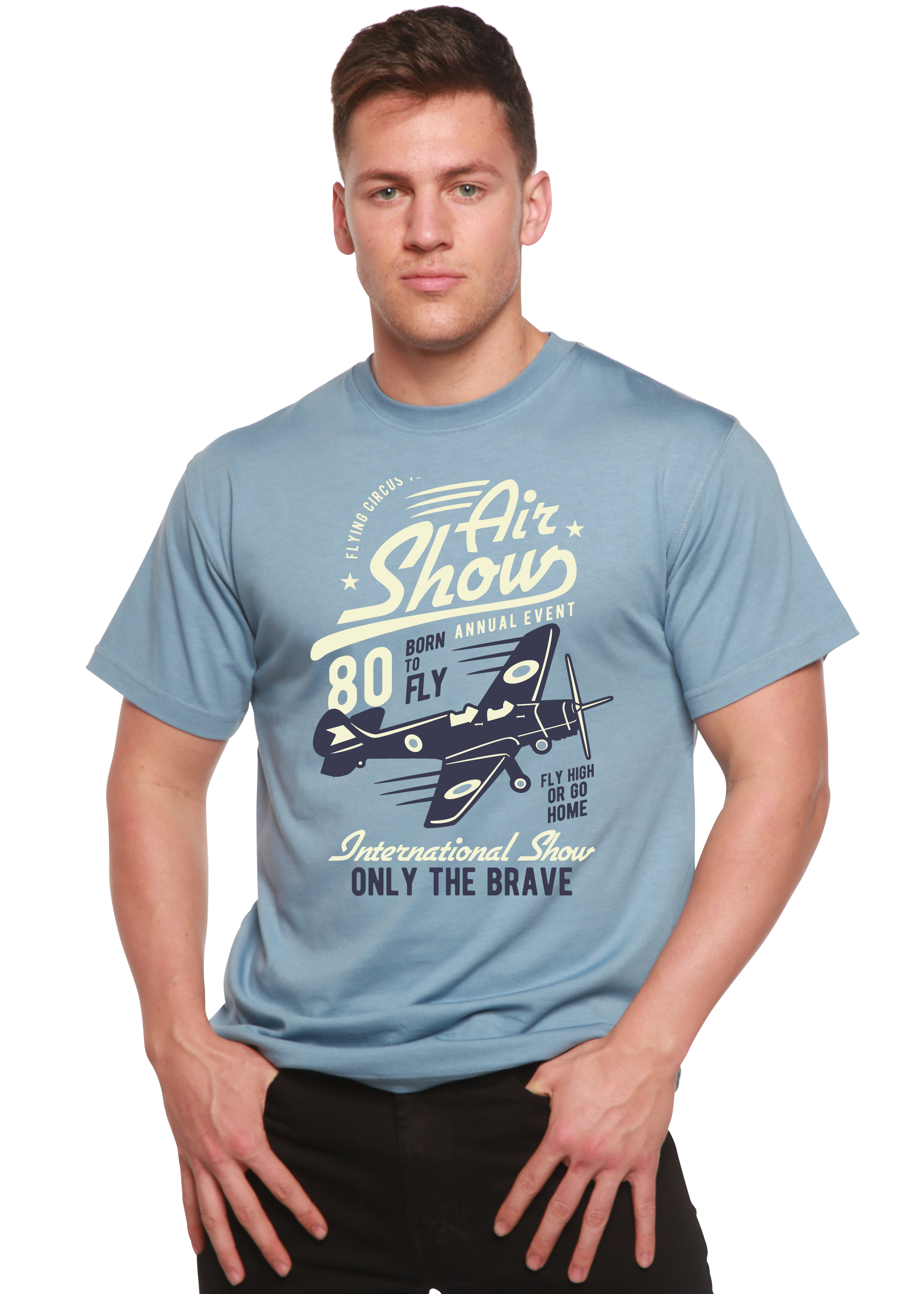 Spun Bamboo Air Show Men's Bamboo Viscose/Organic Cotton Short Sleeve Graphic T-Shirt — back view