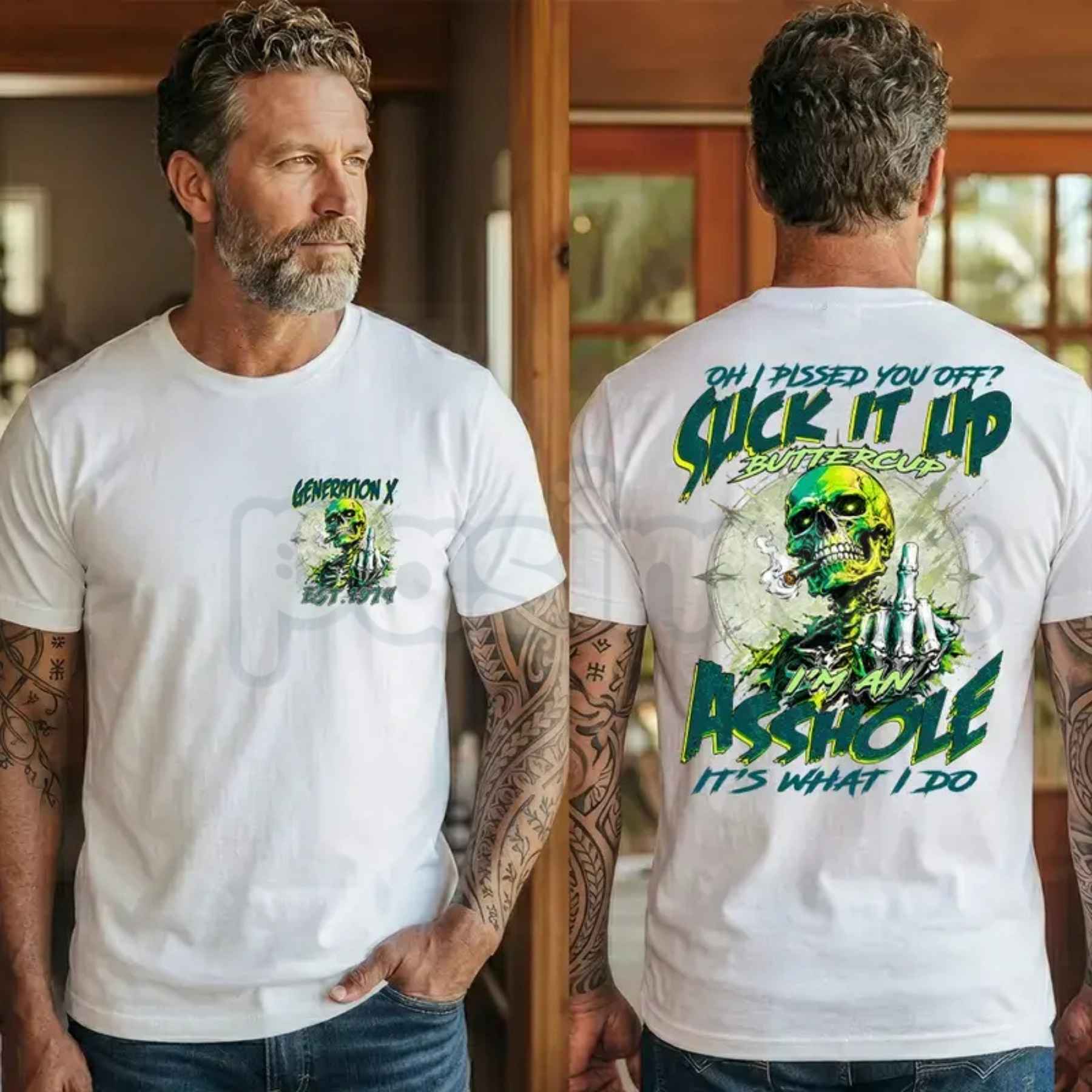 Personalized Gen X Suck It Up Buttercup Shirt – Funny Skull Graphic Tee, Custom Year Sarcastic Unisex T-Shirt