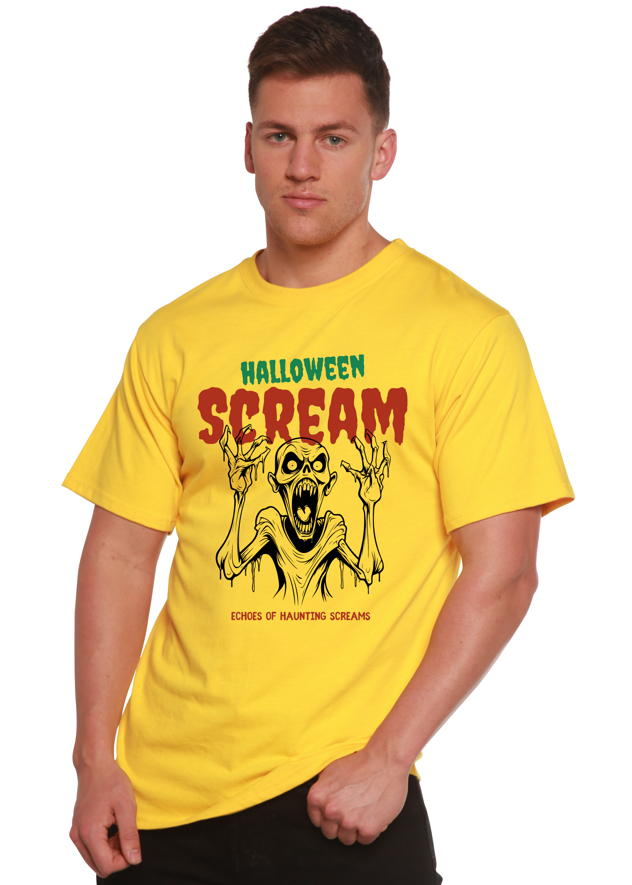 Spun Bamboo Halloween Scream Men's Bamboo Viscose/Organic Cotton Short Sleeve Graphic T-Shirt — main product shot